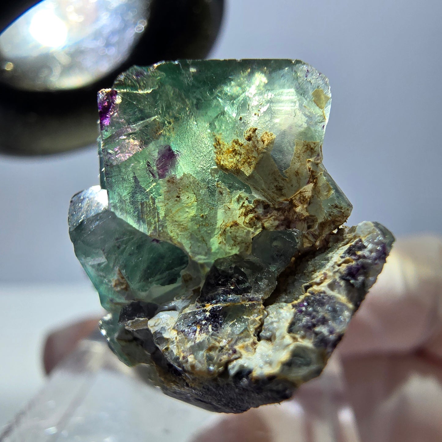 Phantom Fluorit Würfel Stufe, grün lila Okorusu, Namibia 39*18*12mm