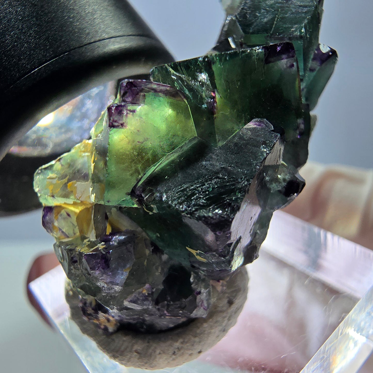 Phantom Fluorit Würfel Stufe, grün lila Okorusu, Namibia 39*18*12mm