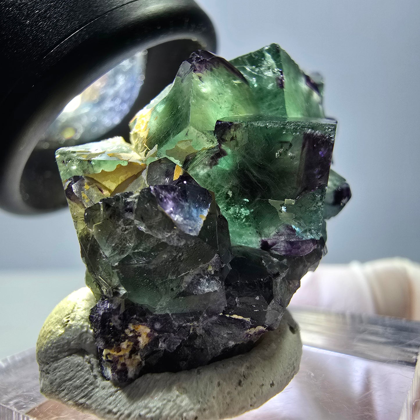 Phantom Fluorit Würfel Stufe, grün lila Okorusu, Namibia 39*18*12mm