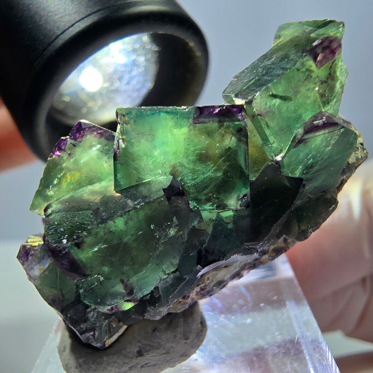 Phantom Fluorit Würfel Stufe, grün lila Okorusu, Namibia 39*18*12mm