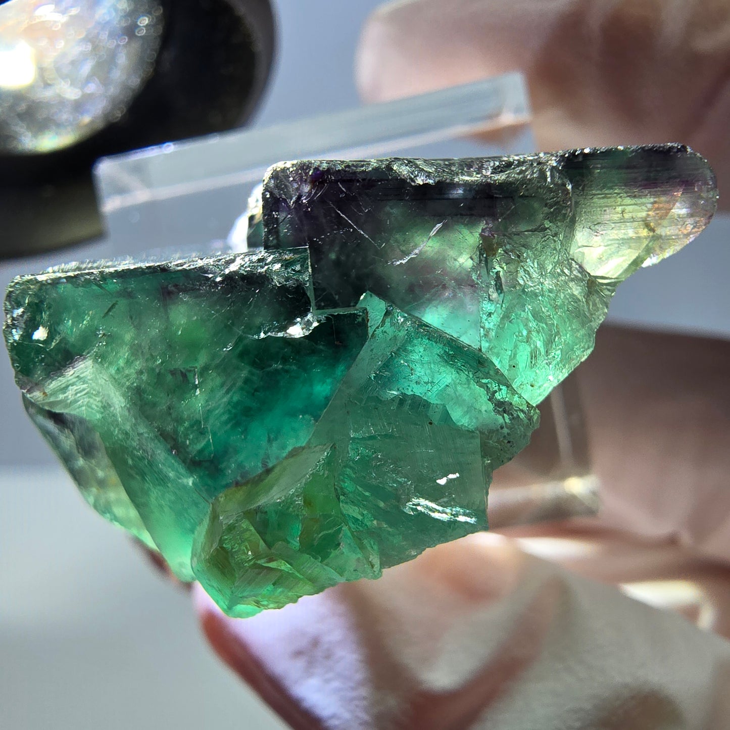 Phantom Fluorit Würfel Stufe, grün lila Okorusu, Namibia 34*25*16mm