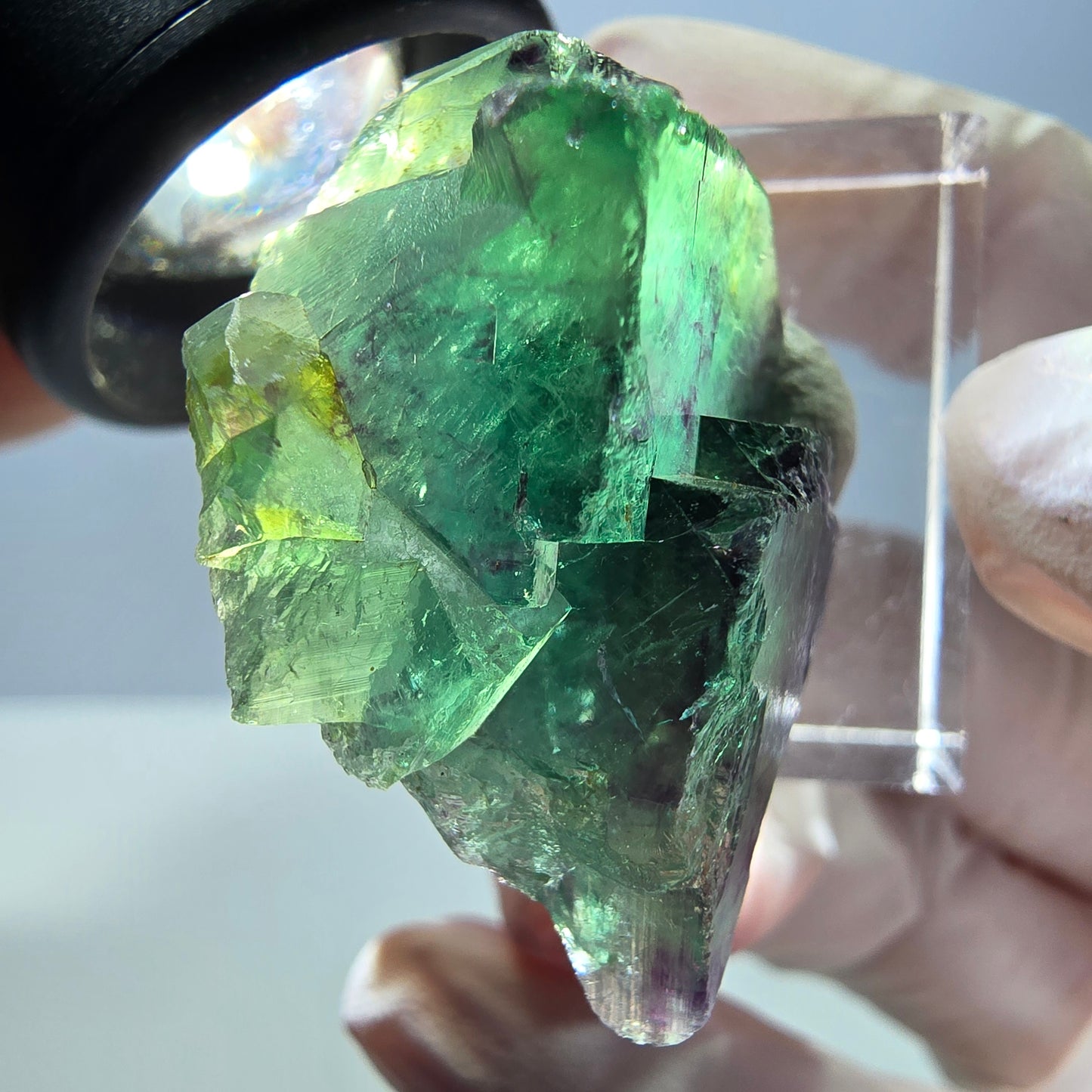 Phantom Fluorit Würfel Stufe, grün lila Okorusu, Namibia 34*25*16mm