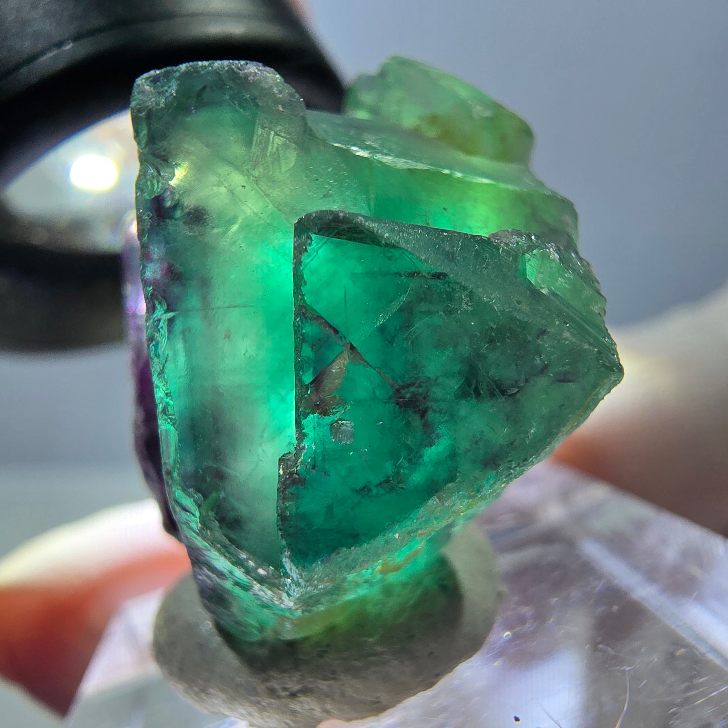Phantom Fluorit Würfel Stufe, grün lila Okorusu, Namibia 34*25*16mm