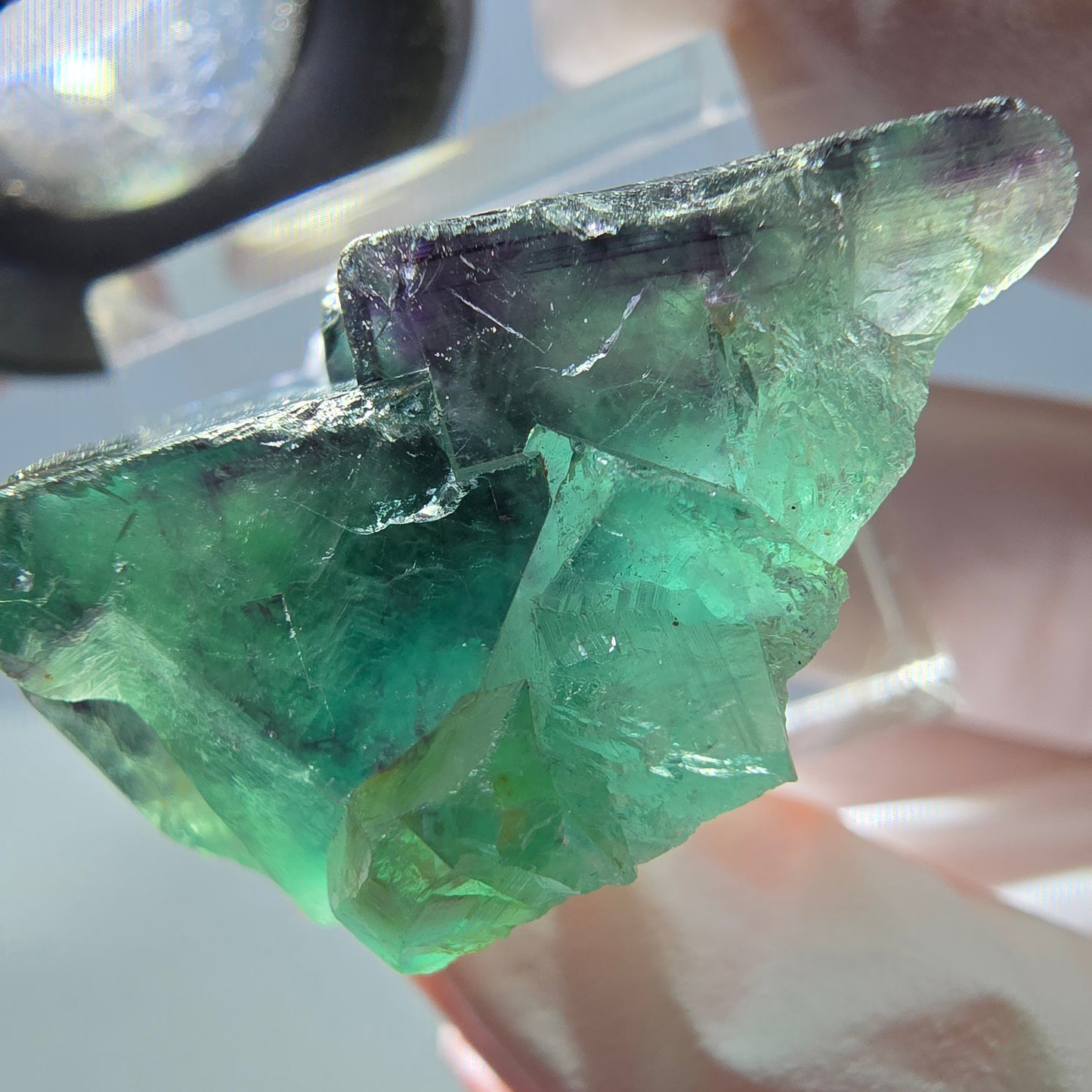 Phantom Fluorit Würfel Stufe, grün lila Okorusu, Namibia 34*25*16mm
