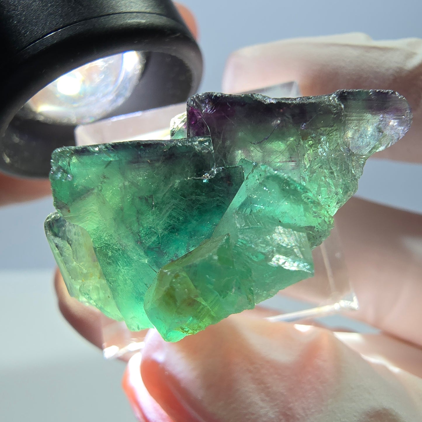 Phantom Fluorit Würfel Stufe, grün lila Okorusu, Namibia 34*25*16mm