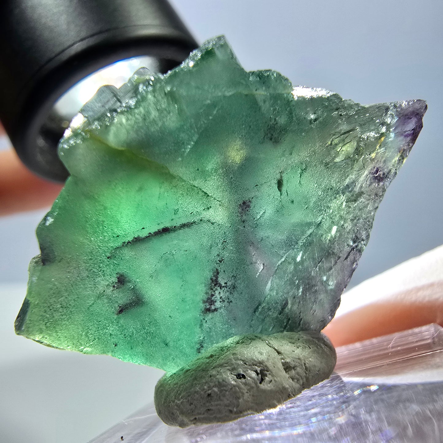 Phantom Fluorit Würfel Stufe, grün lila Okorusu, Namibia 34*25*16mm