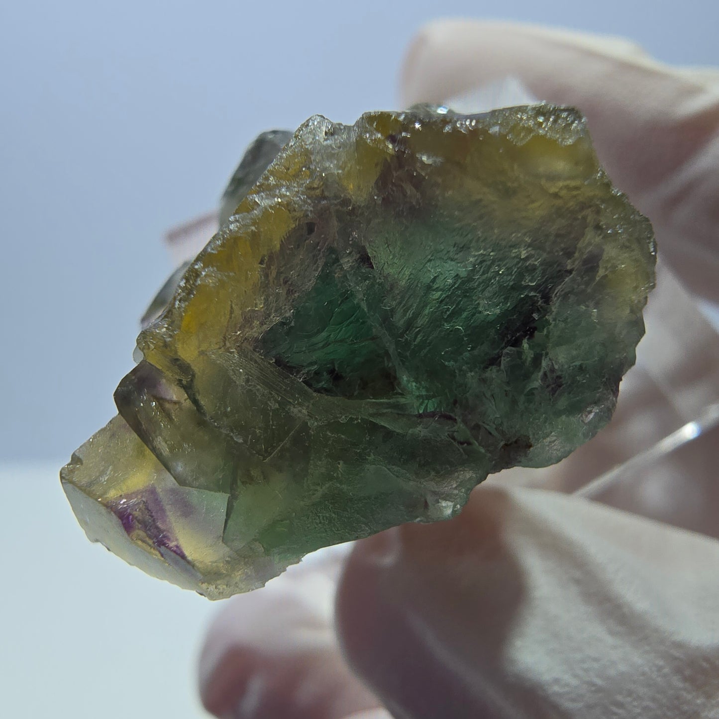 Phantom Fluorit Würfel Stufe, grün gelb lila Okorusu, Namibia 31*21*14mm