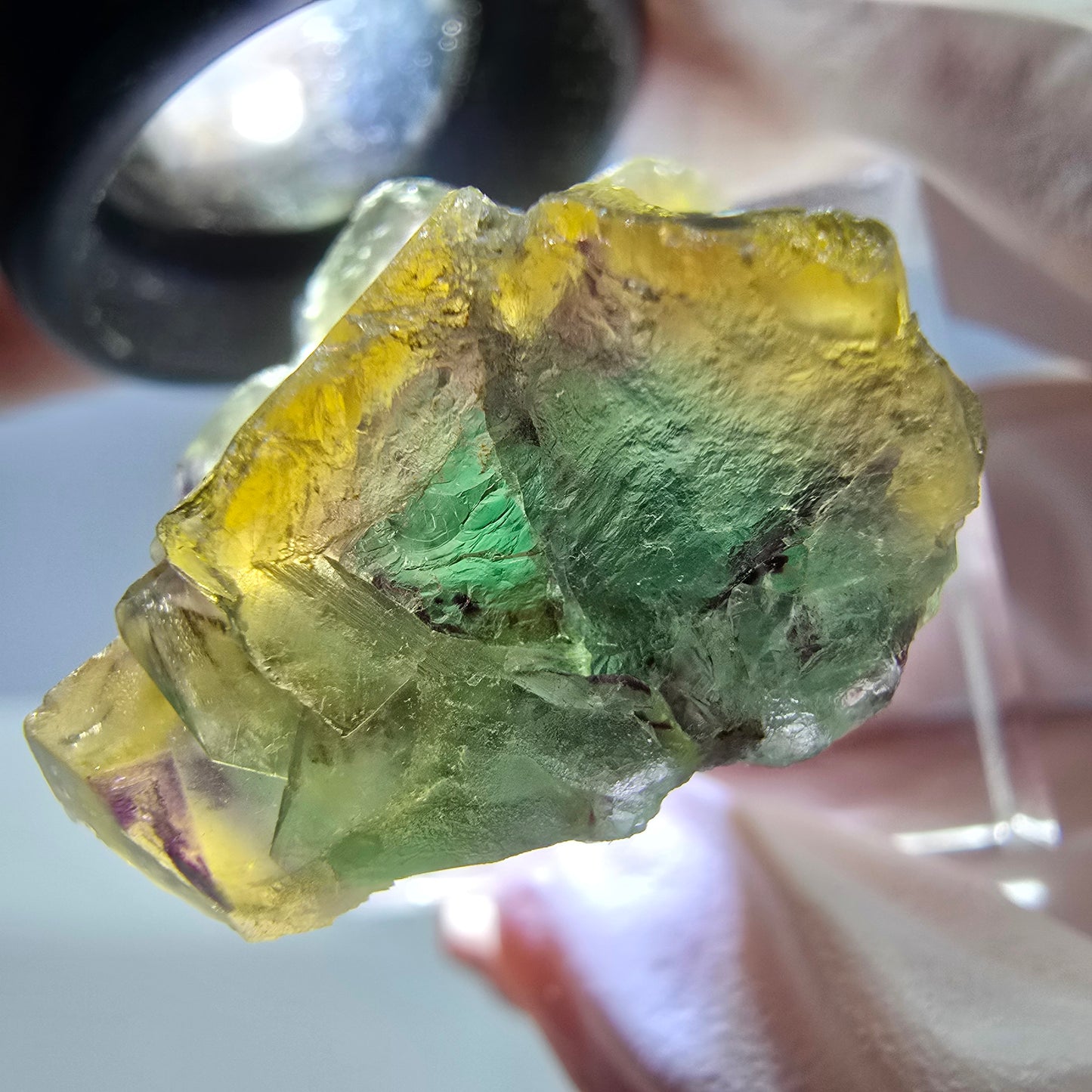 Phantom Fluorit Würfel Stufe, grün gelb lila Okorusu, Namibia 31*21*14mm
