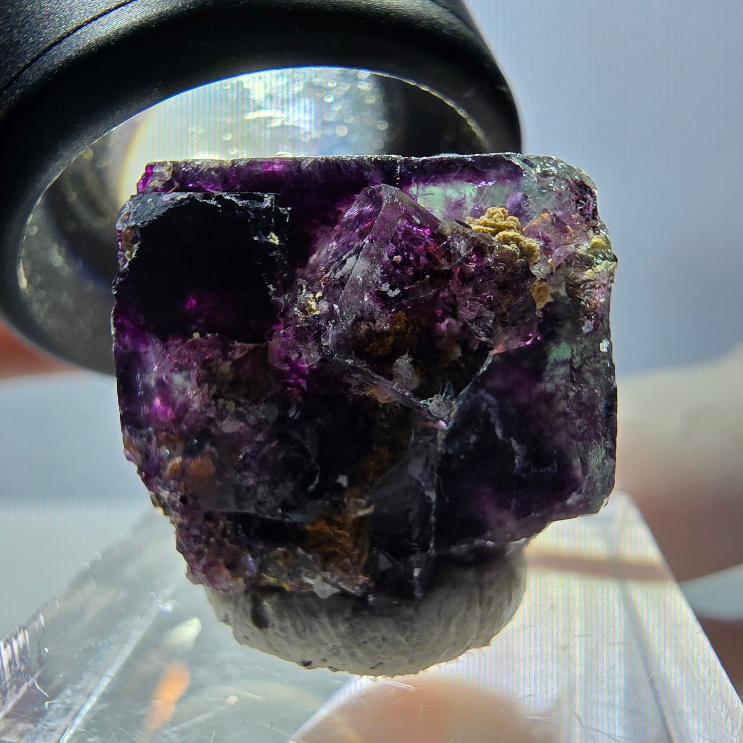 Phantom Fluorit Würfel Stufe, grün lila Okorusu, Namibia 21*20*19mm