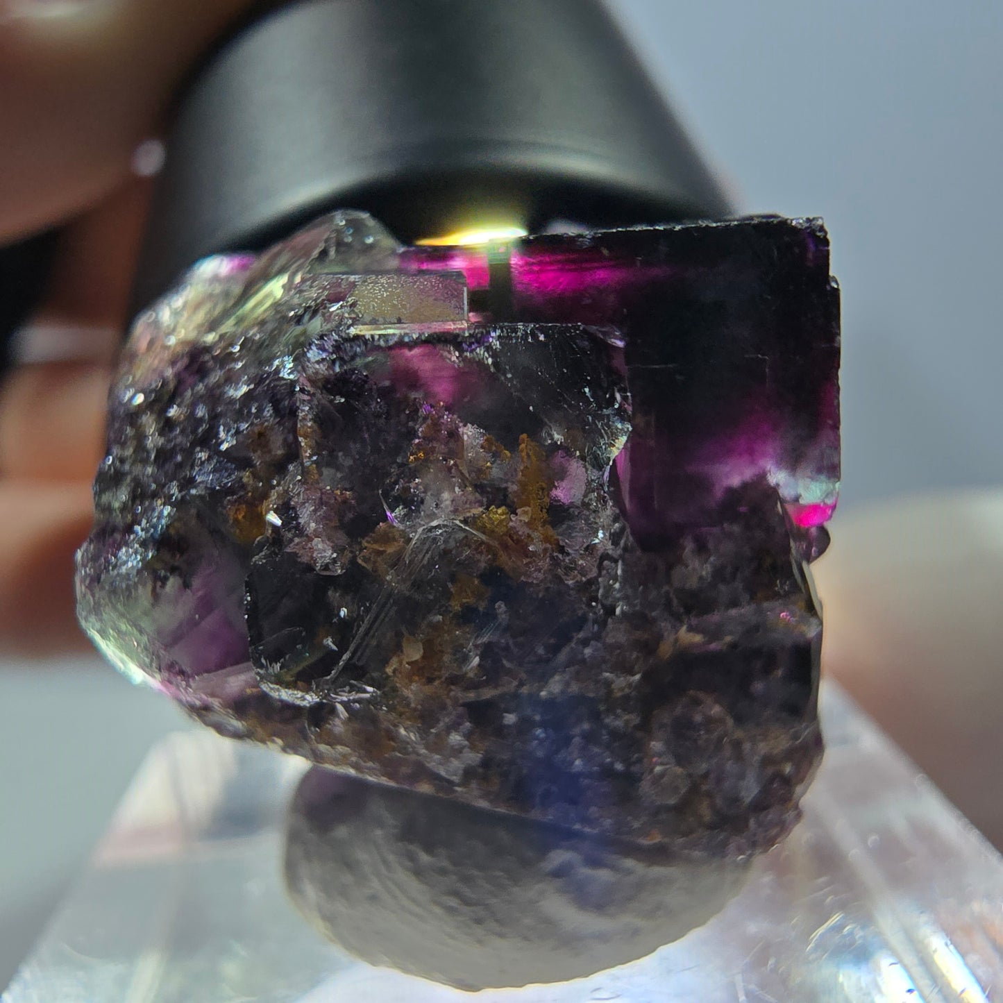 Phantom Fluorit Würfel Stufe, grün lila Okorusu, Namibia 21*20*19mm
