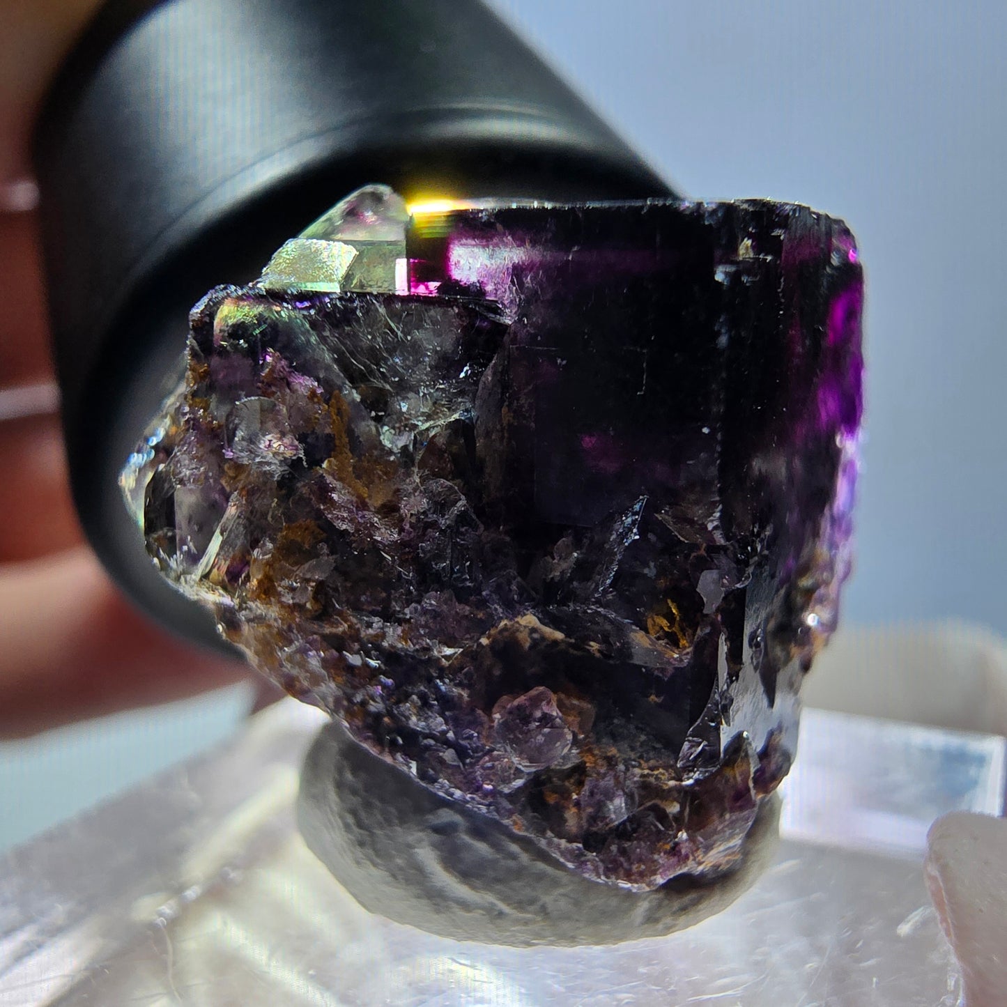 Phantom Fluorit Würfel Stufe, grün lila Okorusu, Namibia 21*20*19mm