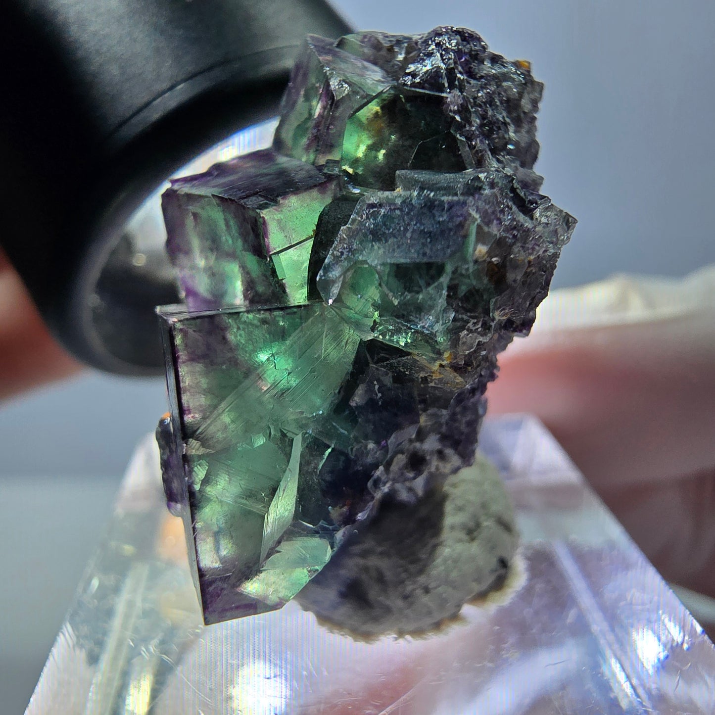 Phantom Fluorit Würfel Stufe, grün lila Okorusu, Namibia 28*25*16mm