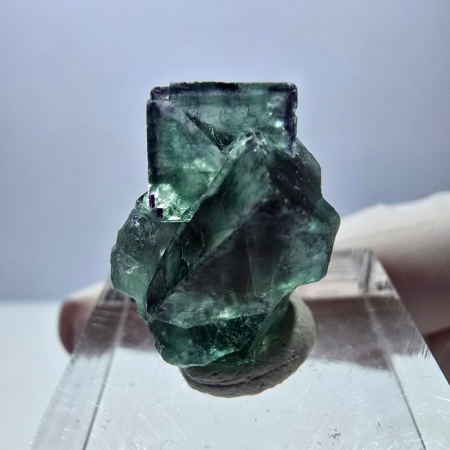 Phantom Fluorit Würfel Stufe, grün lila Okorusu, Namibia 20*16*15mm