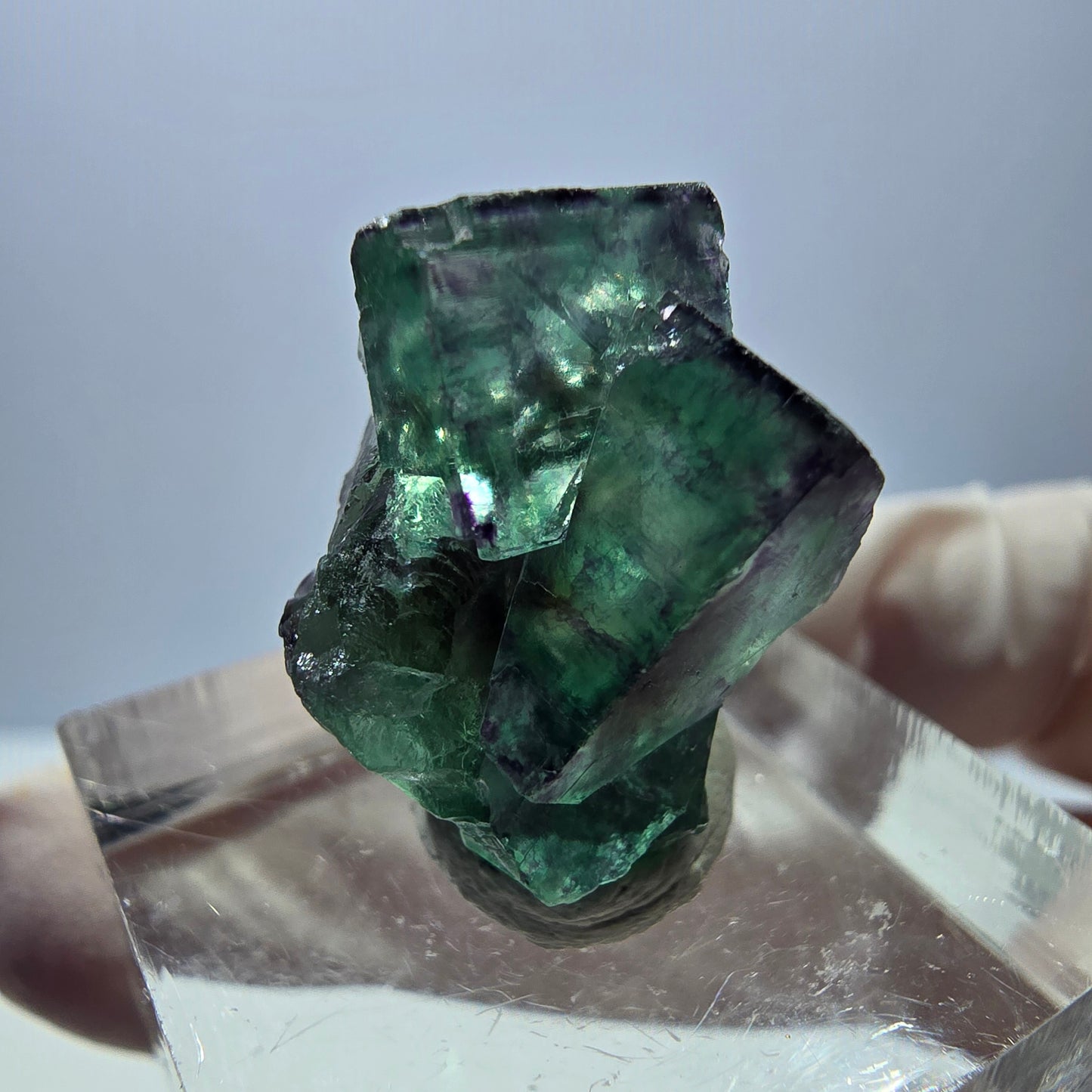 Phantom Fluorit Würfel Stufe, grün lila Okorusu, Namibia 20*16*15mm