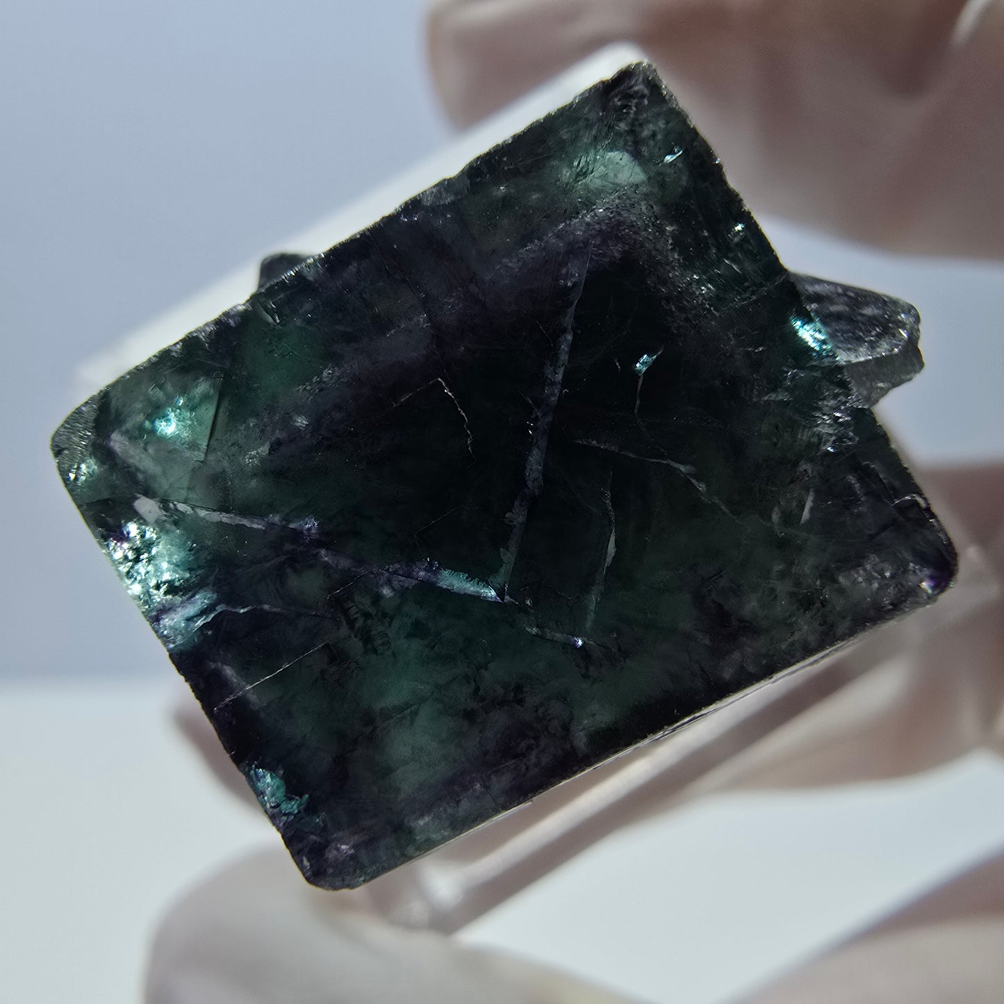 Phantom Fluorit Würfel Stufe, grün lila Okorusu, Namibia 21*21*19mm