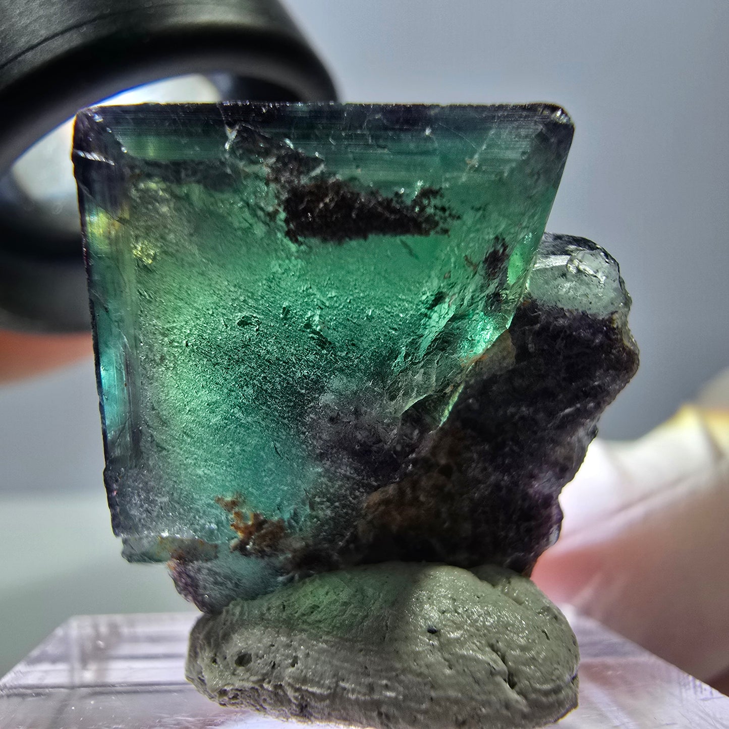 Phantom Fluorit Würfel Stufe, grün lila Okorusu, Namibia 21*21*19mm