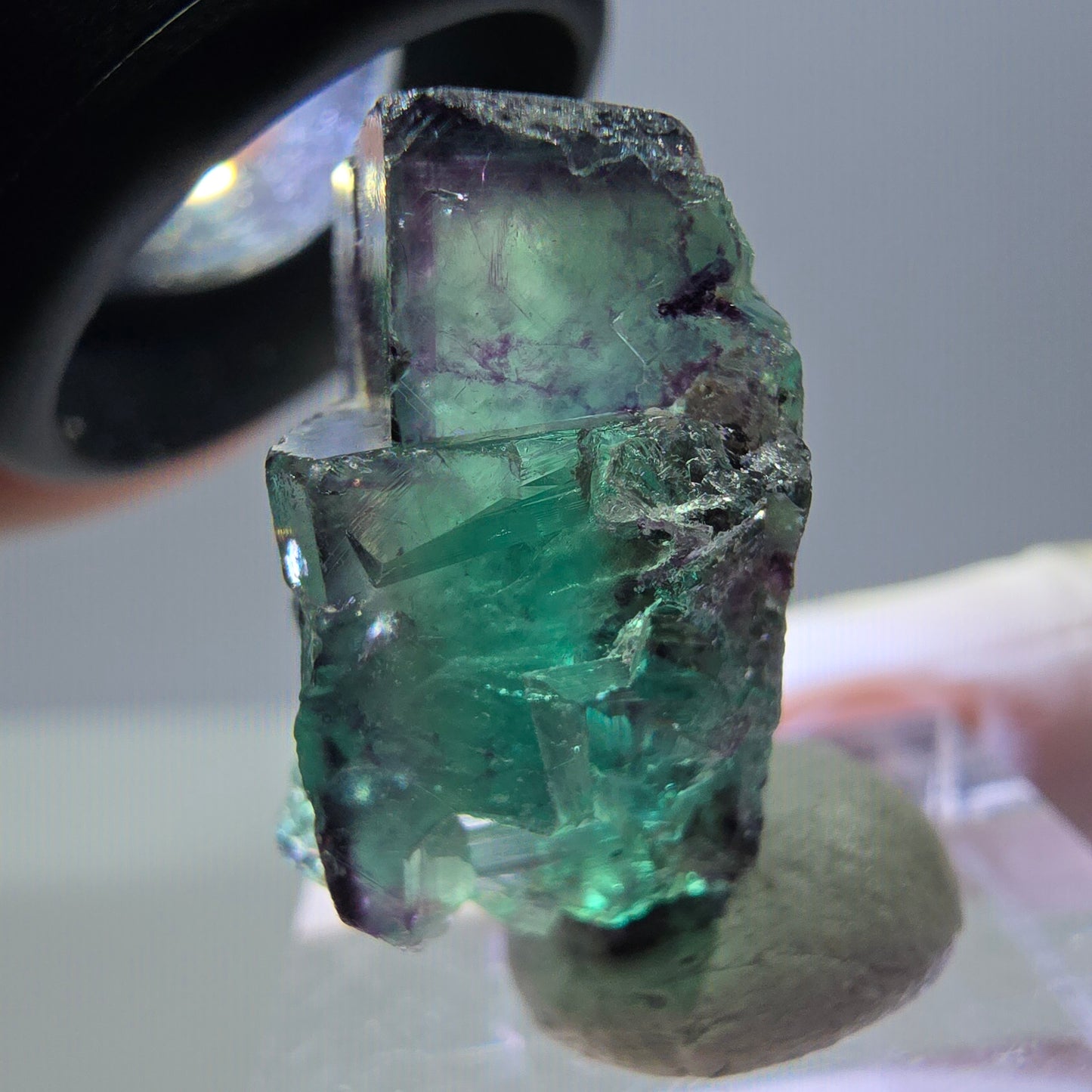 Phantom Fluorit Würfel Stufe, parkettiert grün lila Okorusu, Namibia 26*18*13mm