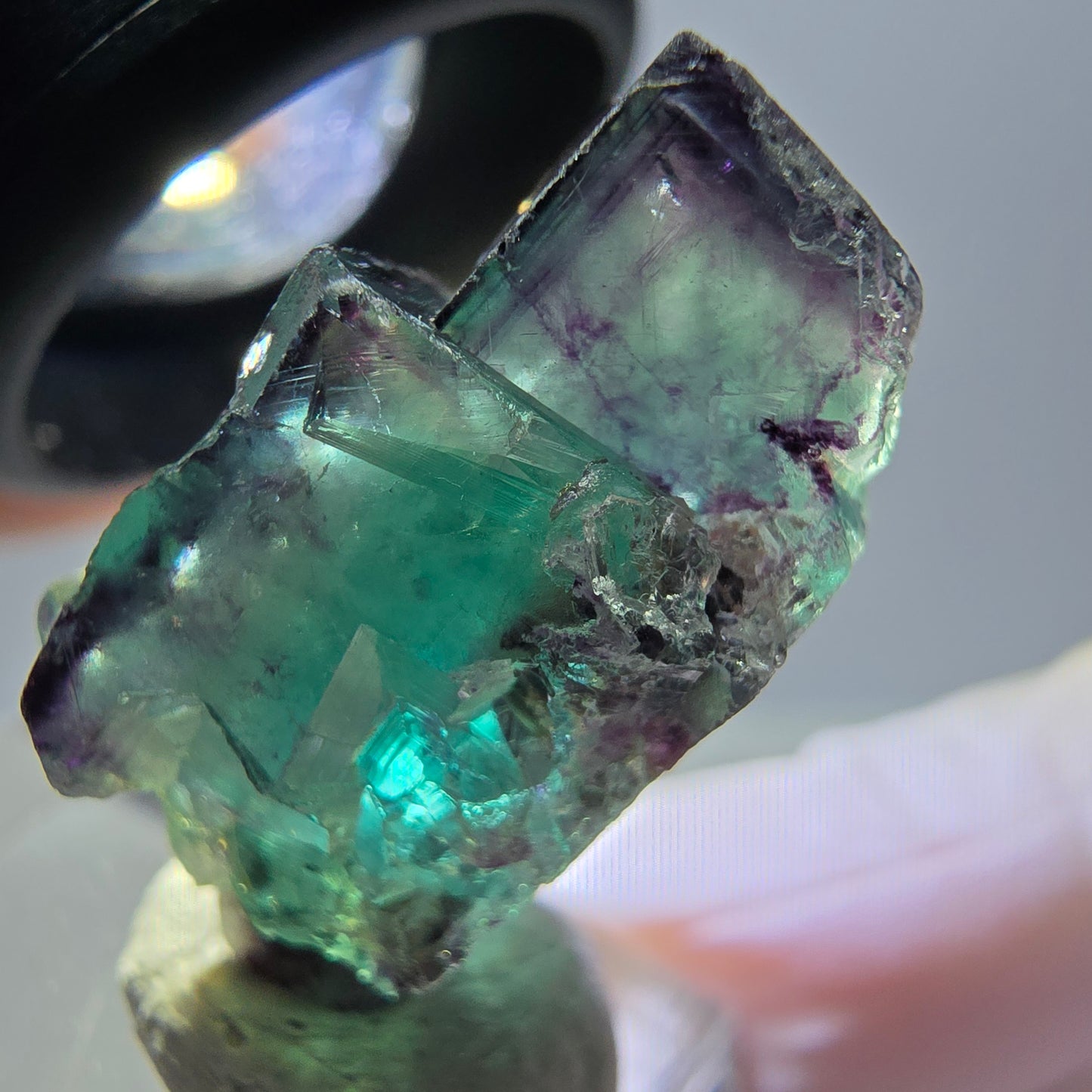 Phantom Fluorit Würfel Stufe, parkettiert grün lila Okorusu, Namibia 26*18*13mm