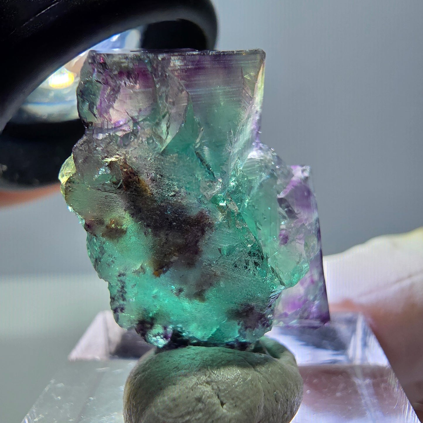 Phantom Fluorit Würfel Stufe, parkettiert grün lila Okorusu, Namibia 26*18*13mm
