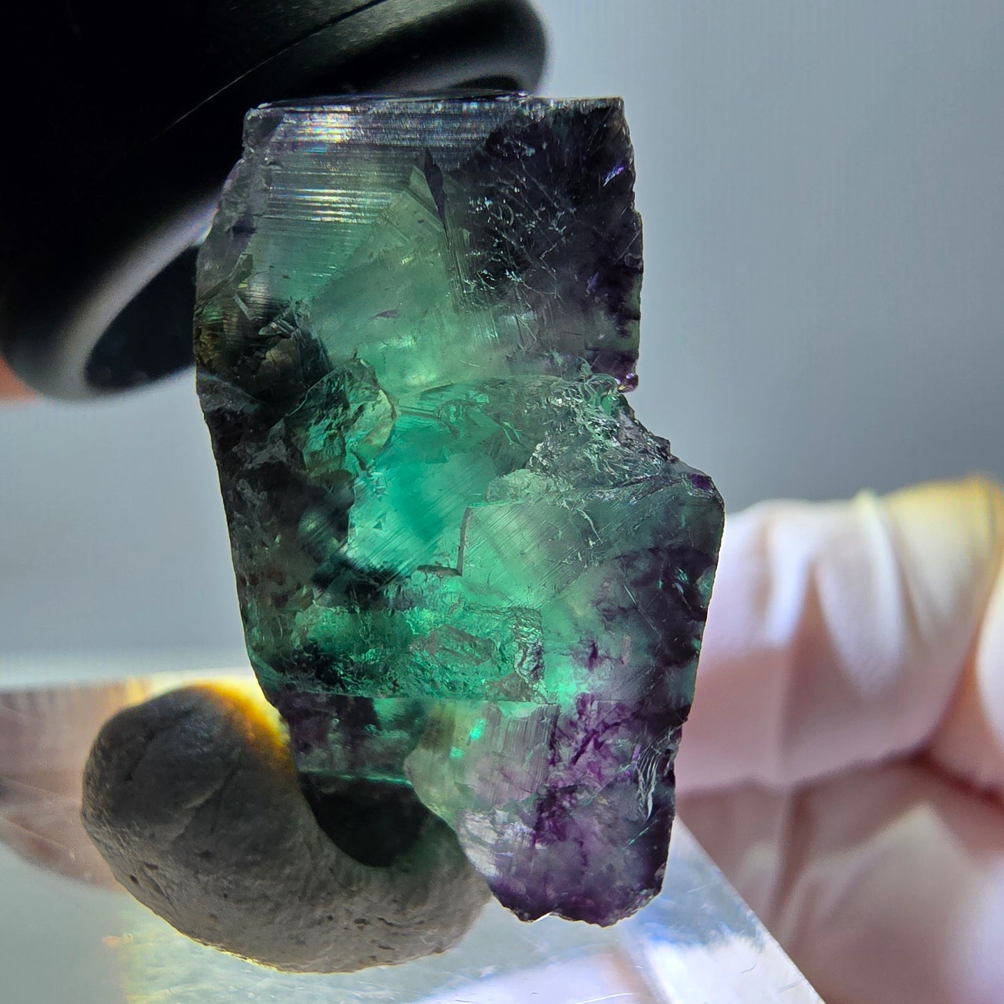 Phantom Fluorit Würfel Stufe, parkettiert grün lila Okorusu, Namibia 26*18*13mm