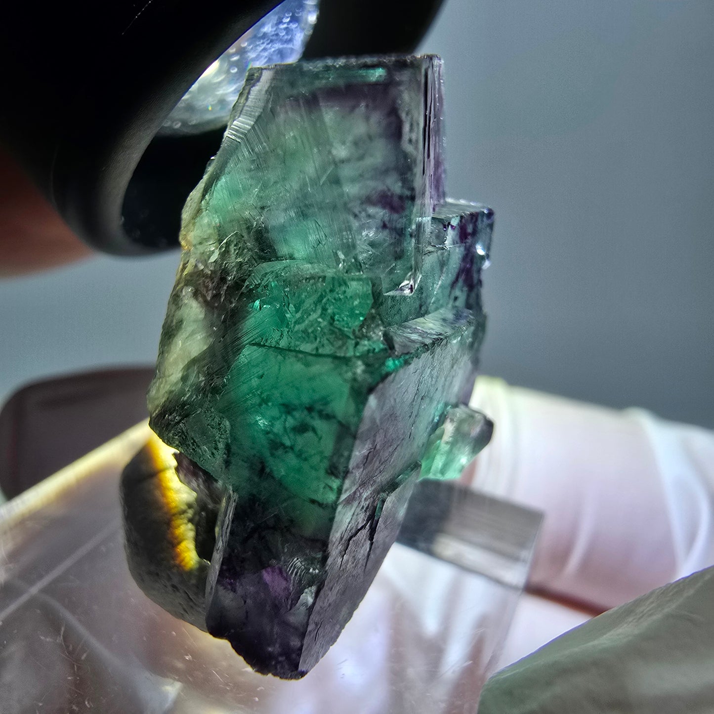 Phantom Fluorit Würfel Stufe, parkettiert grün lila Okorusu, Namibia 26*18*13mm