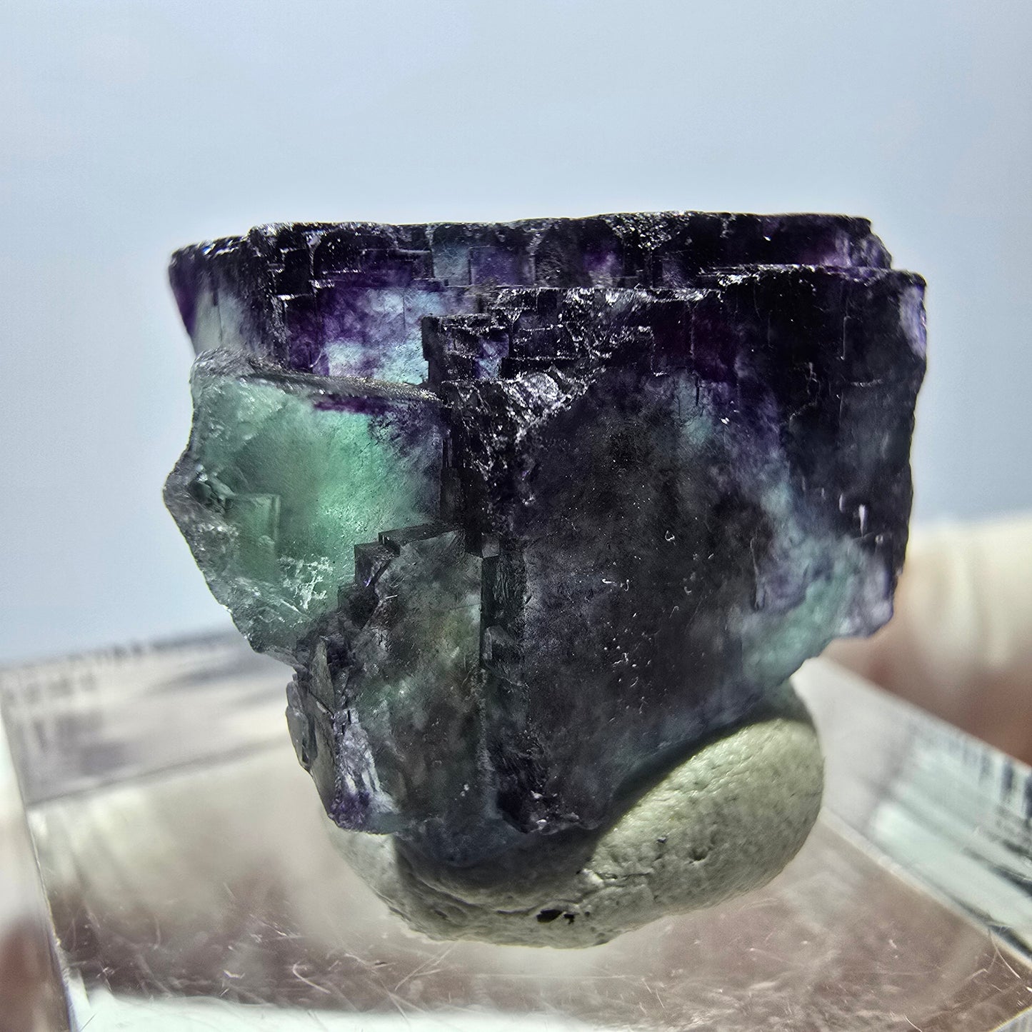 Phantom Fluorit Würfel Stufe, grün lila Okorusu, Namibia 21*20*12mm