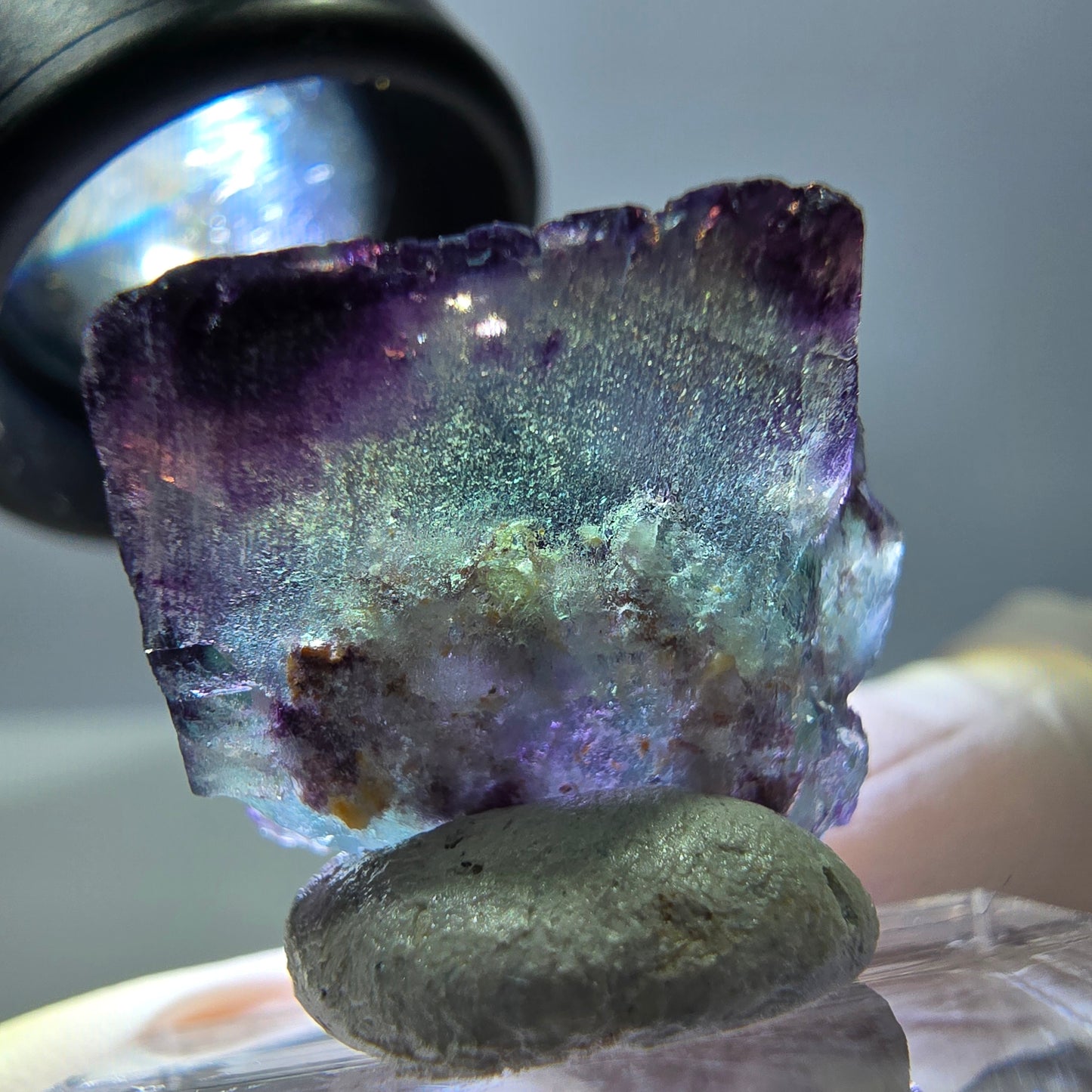 Phantom Fluorit Würfel Stufe, grün lila Okorusu, Namibia 21*20*12mm
