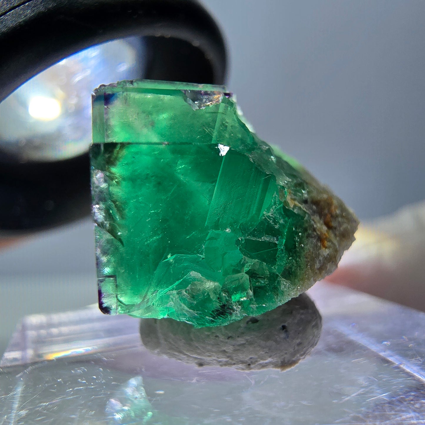 Phantom Fluorit Würfel Stufe, grün lila Okorusu, Namibia 17*15*13mm