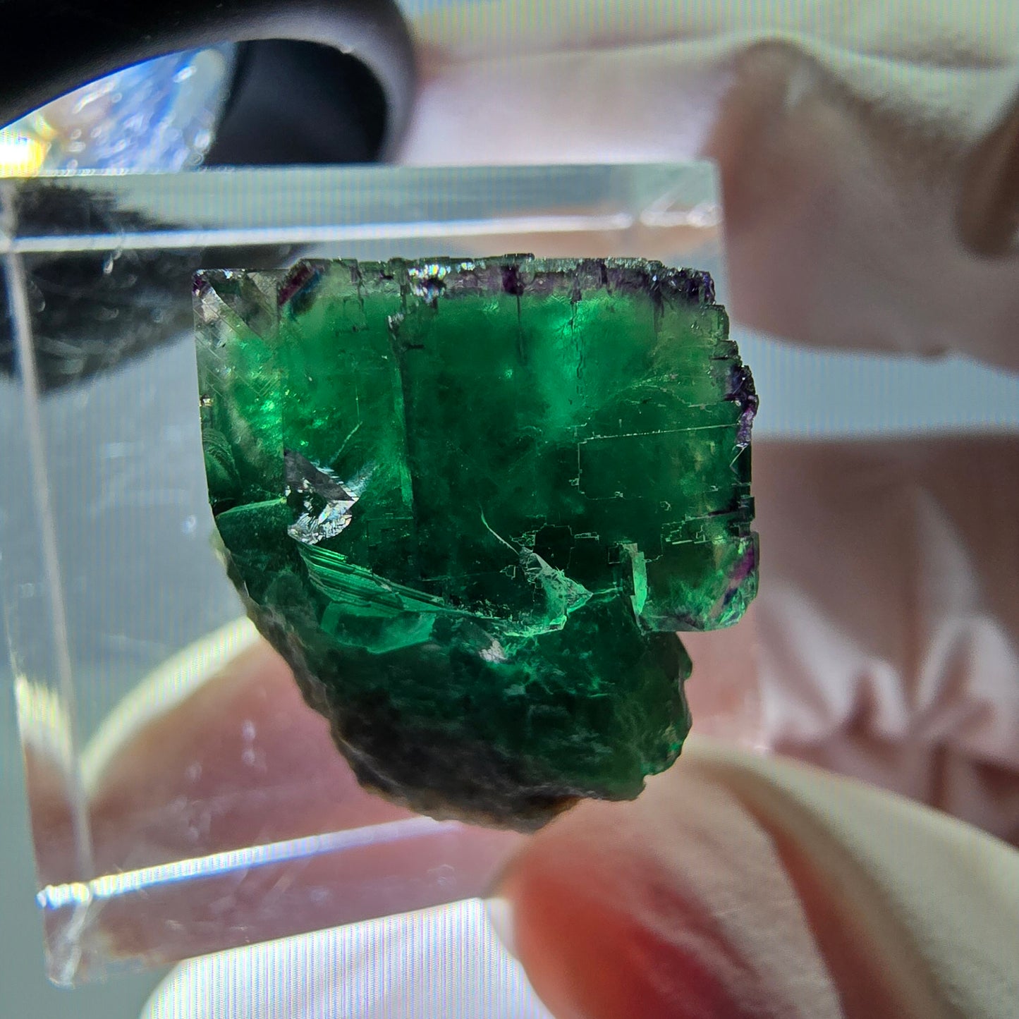 Phantom Fluorit Würfel Stufe, grün lila Okorusu, Namibia 17*15*13mm