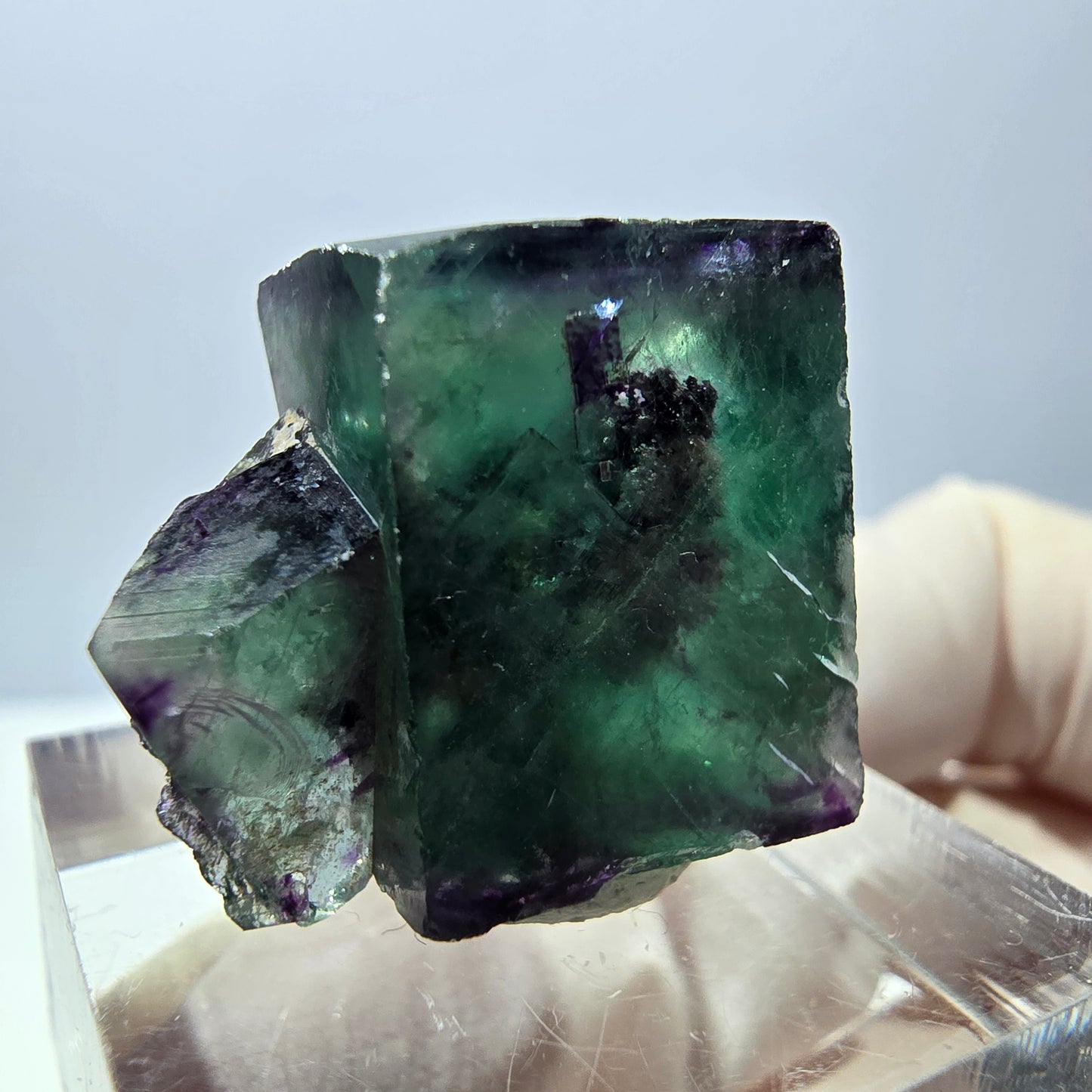 Phantom Fluorit Würfel Stufe, grün lila Okorusu, Namibia 21*18*14mm