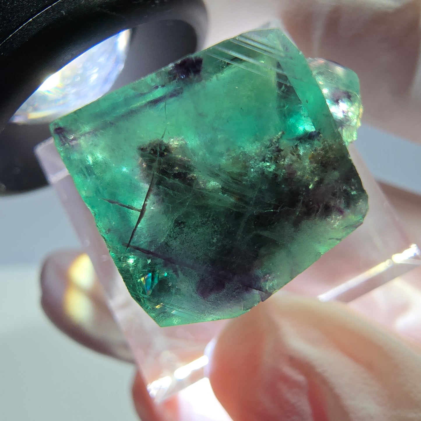 Phantom Fluorit Würfel Stufe, grün lila Okorusu, Namibia 21*18*14mm