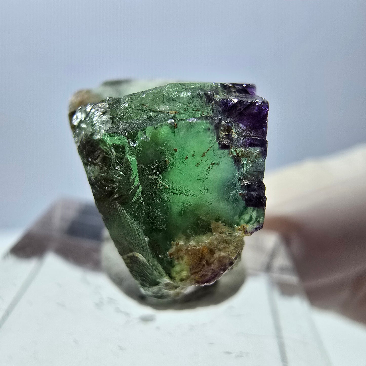 Phantom Fluorit Würfel Stufe, parkettiert, zonal Okorusu, Namibia 19*17*14mm