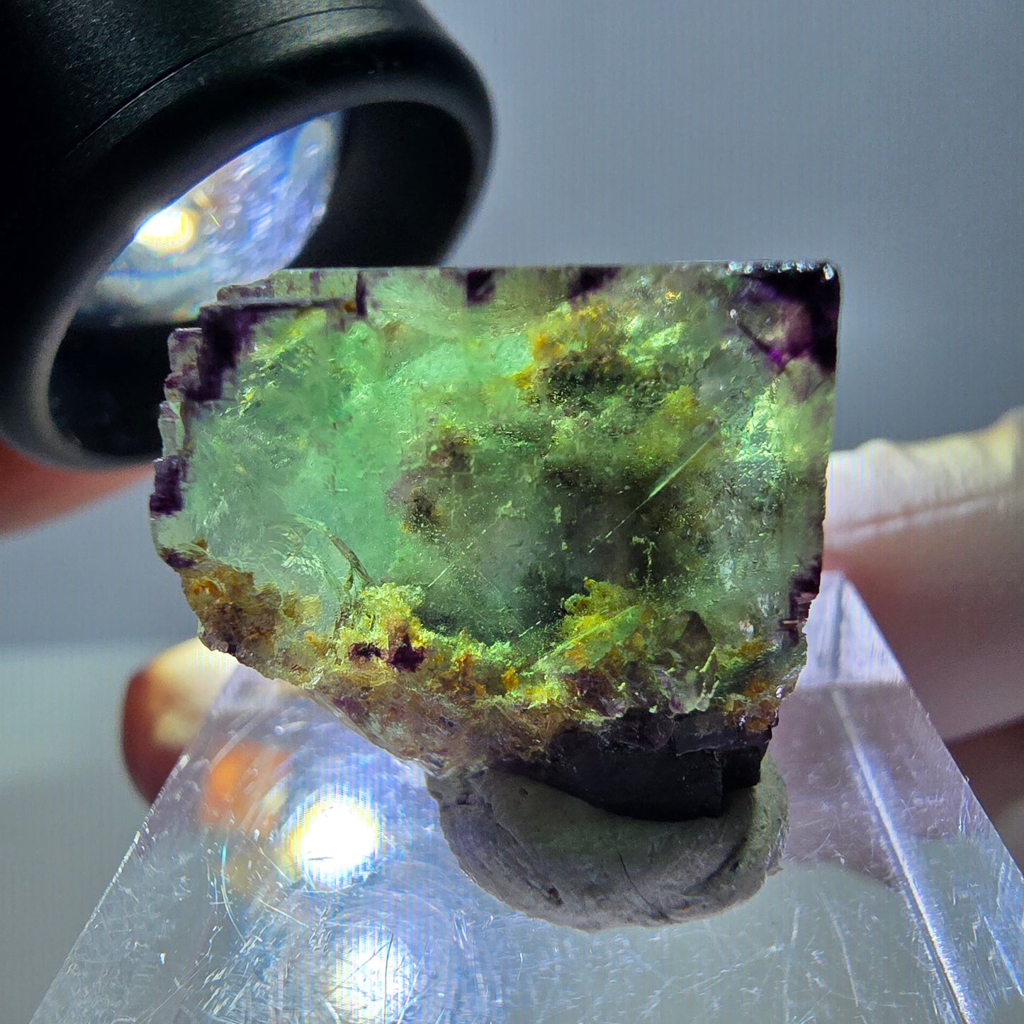 Phantom Fluorit Würfel Stufe, parkettiert, zonal Okorusu, Namibia 19*17*14mm