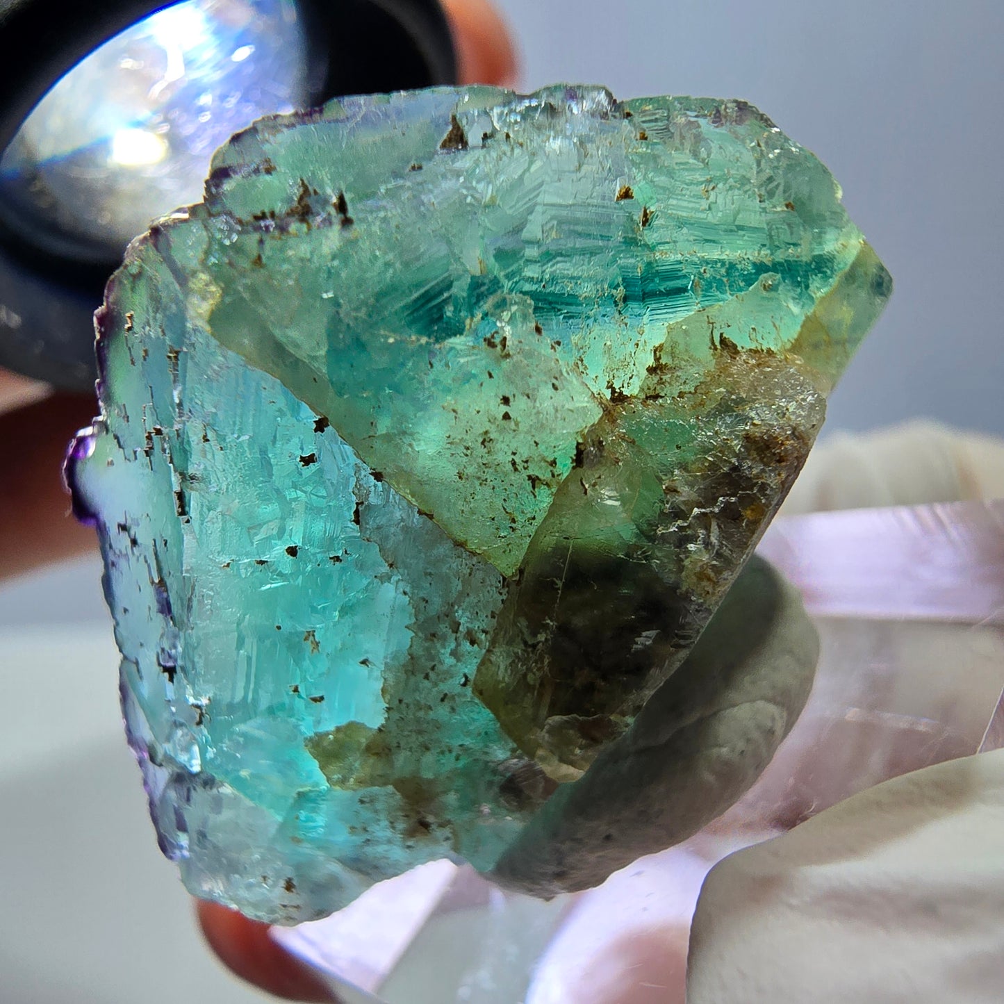 Phantom Fluorit Würfel Stufe, parkettiert, zonal Okorusu, Namibia 28*27*23mm