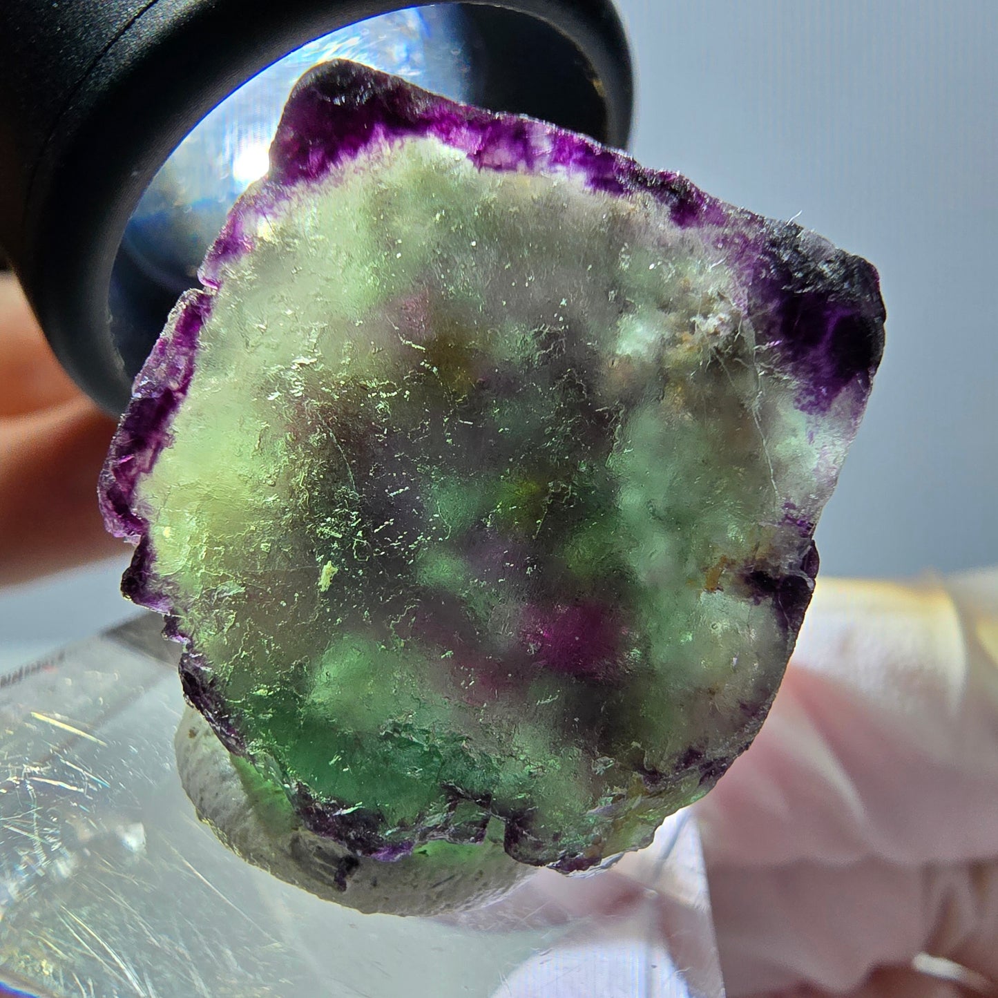 Phantom Fluorit Würfel Stufe, parkettiert, zonal Okorusu, Namibia 24*22*13mm