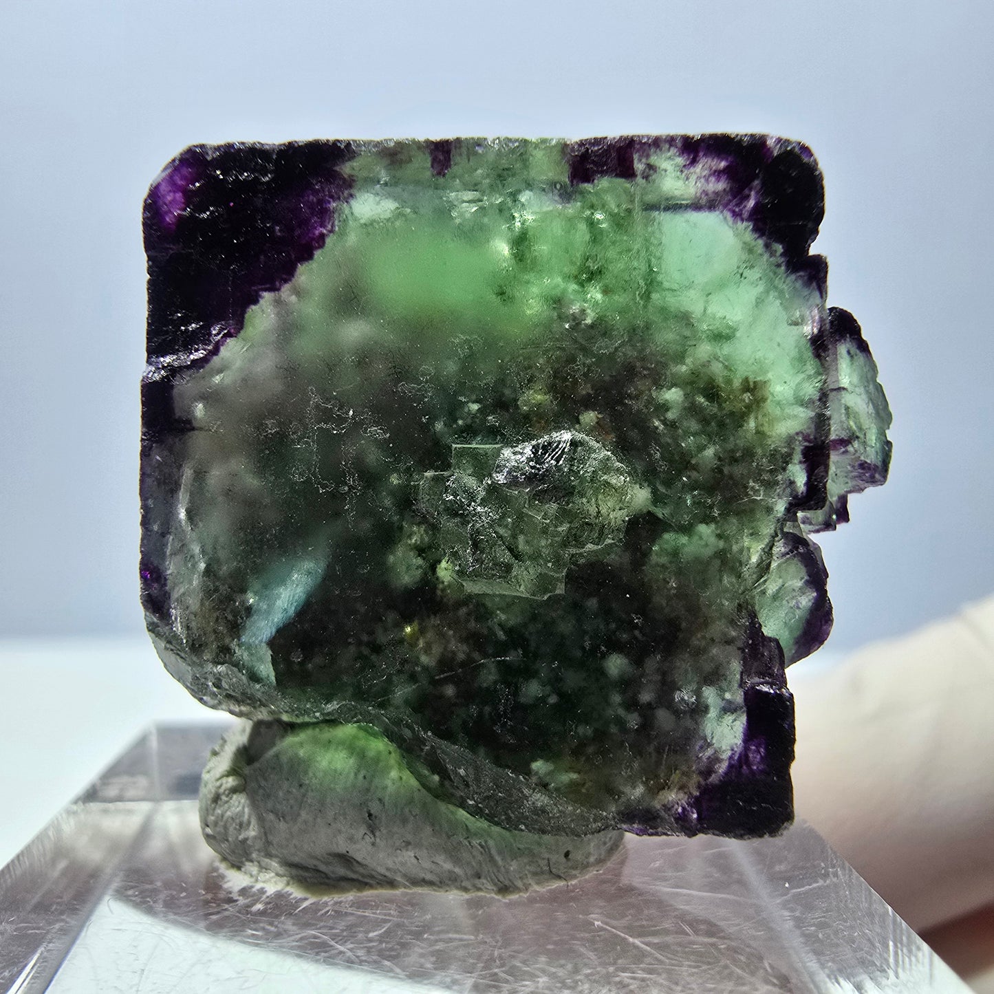 Phantom Fluorit Würfel Stufe, parkettiert, zonal Okorusu, Namibia 27*24*14mm