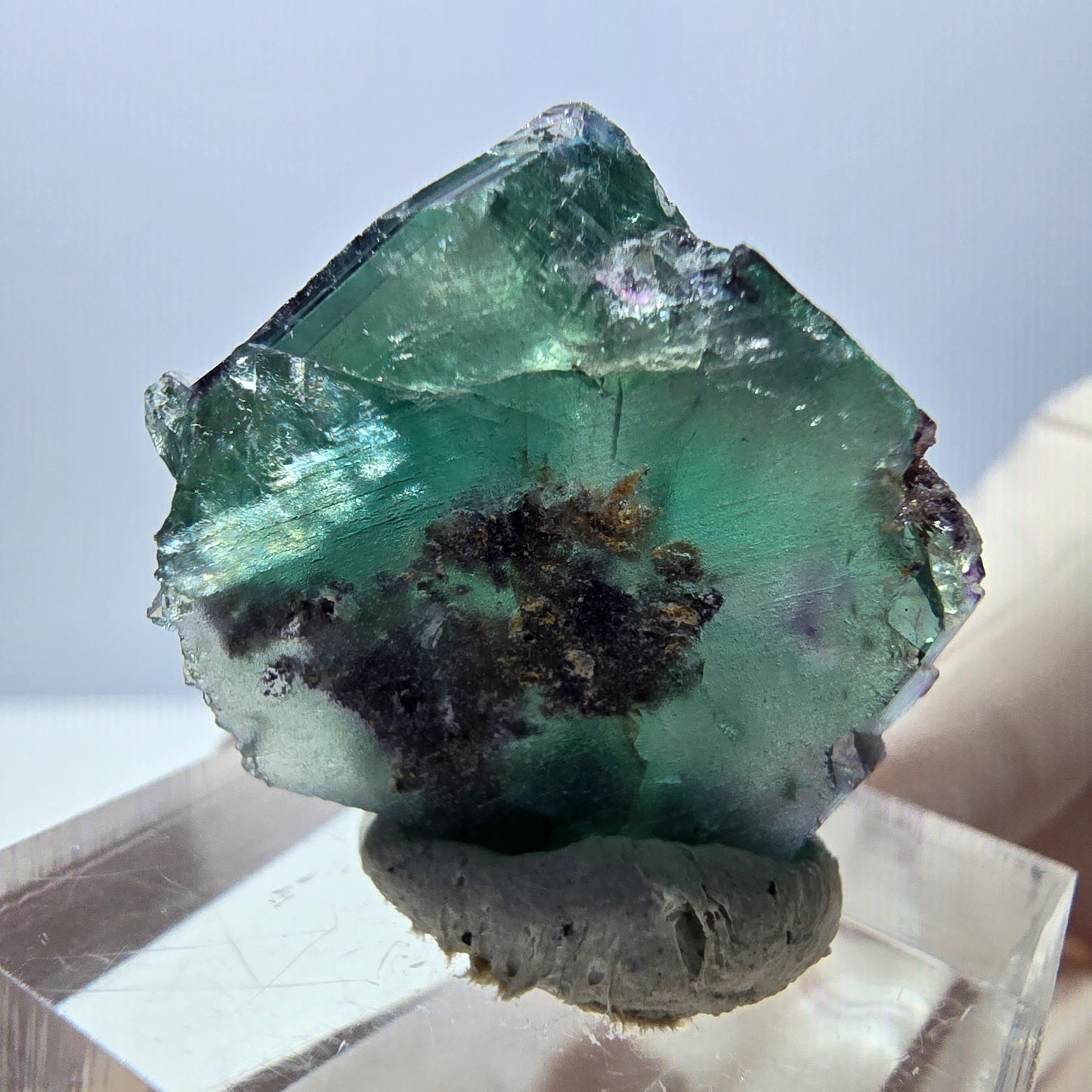 Phantom Fluorit Würfel Stufe, parkettiert grün lila Okorusu, Namibia 24*22*14mm