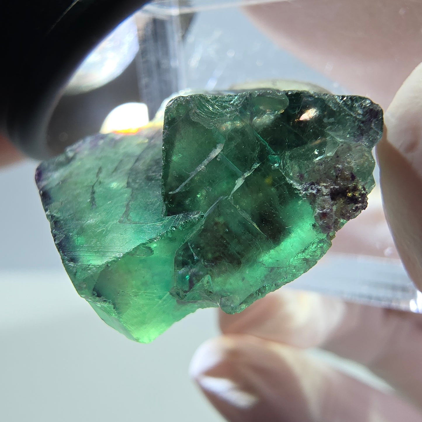 Phantom Fluorit Würfel Stufe, parkettiert grün lila Okorusu, Namibia 24*22*14mm