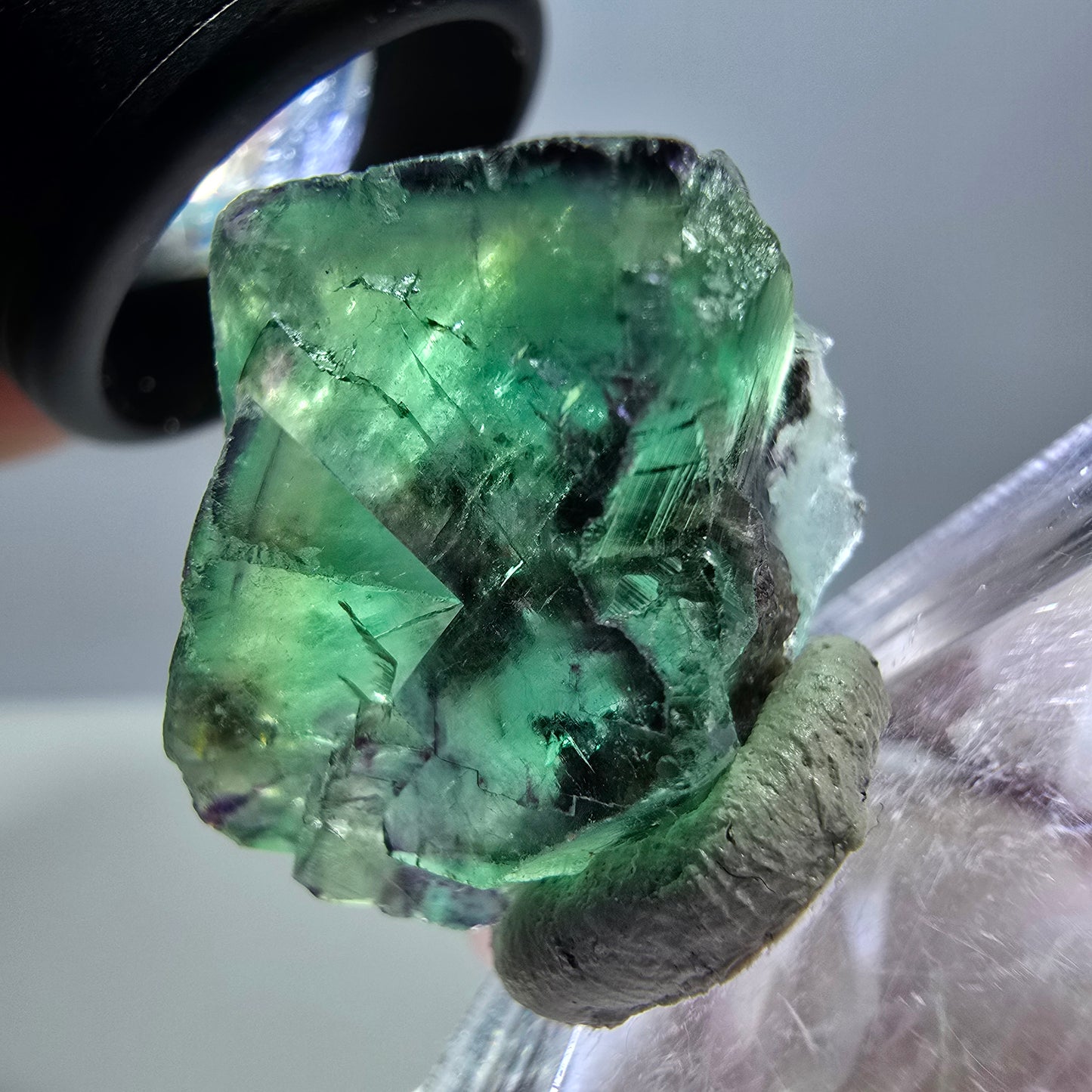 Phantom Fluorit Würfel Stufe, parkettiert grün lila Okorusu, Namibia 24*22*14mm