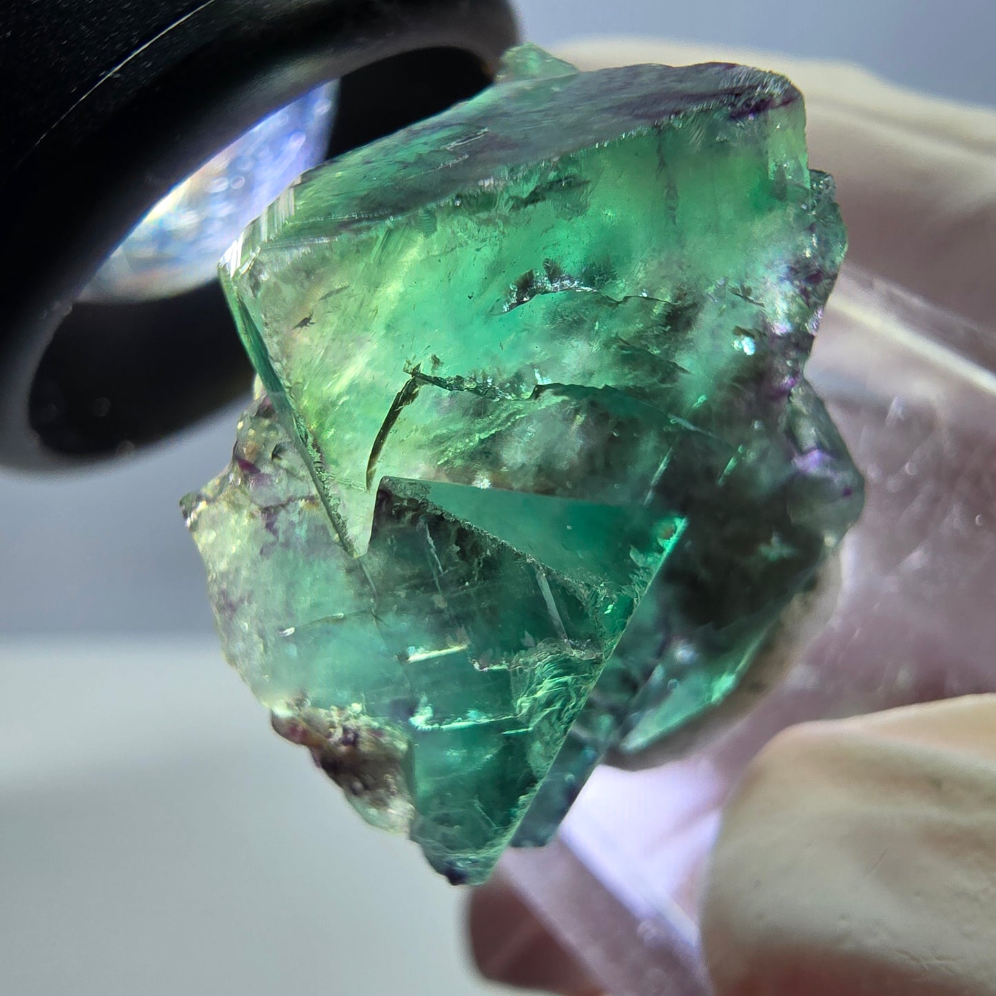 Phantom Fluorit Würfel Stufe, parkettiert grün lila Okorusu, Namibia 24*22*14mm