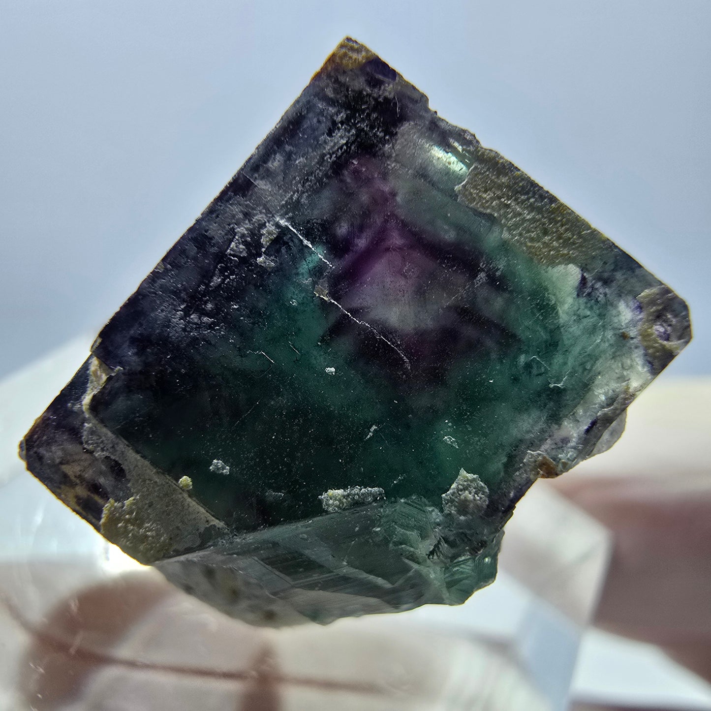 Phantom Fluorit Würfel Stufe, grün lila Okorusu, Namibia 15*15*14mm