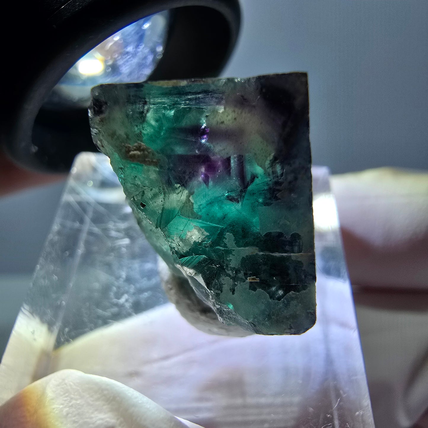 Phantom Fluorit Würfel Stufe, grün lila Okorusu, Namibia 15*15*14mm