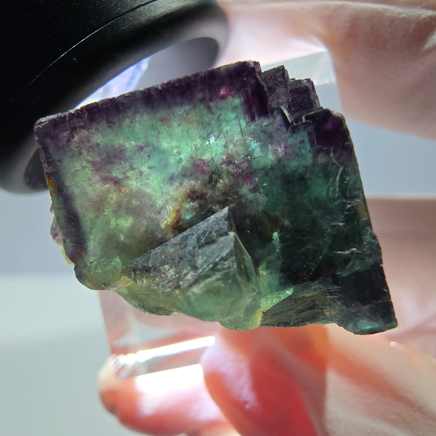 Phantom Fluorit Würfel Stufe, parkettiert, zonal Okorusu, Namibia 23*22*20mm