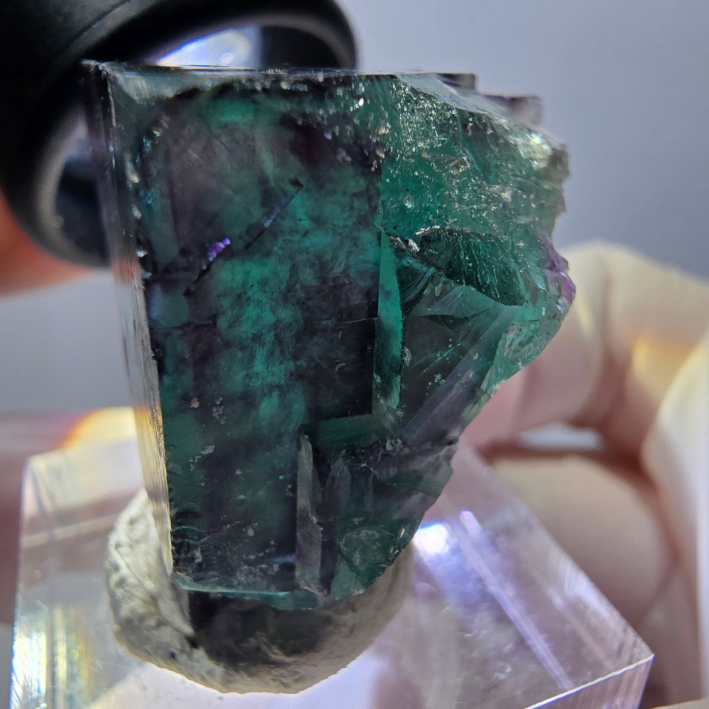 Phantom Fluorit Würfel Stufe, parkettiert grün lila Okorusu, Namibia 29*27*25mm