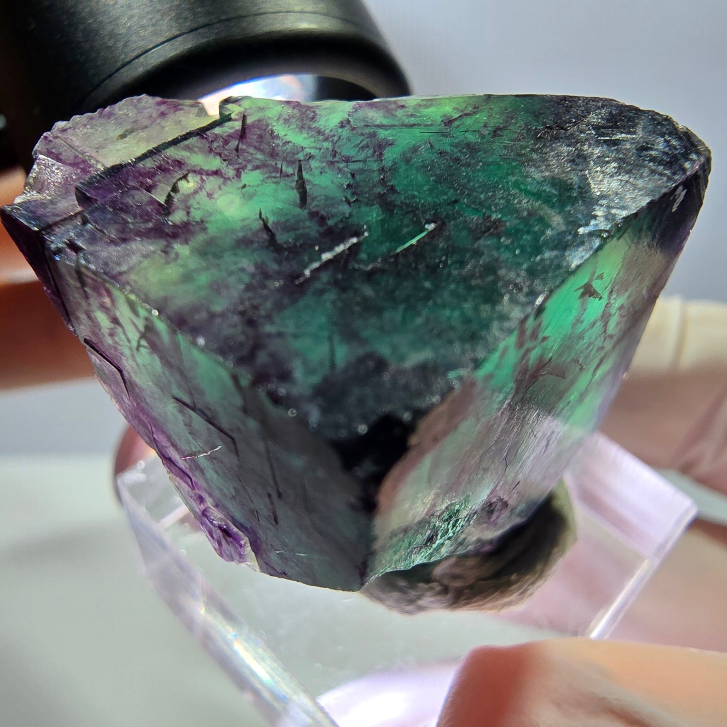 Phantom Fluorit Würfel Stufe, parkettiert grün lila Okorusu, Namibia 29*27*25mm