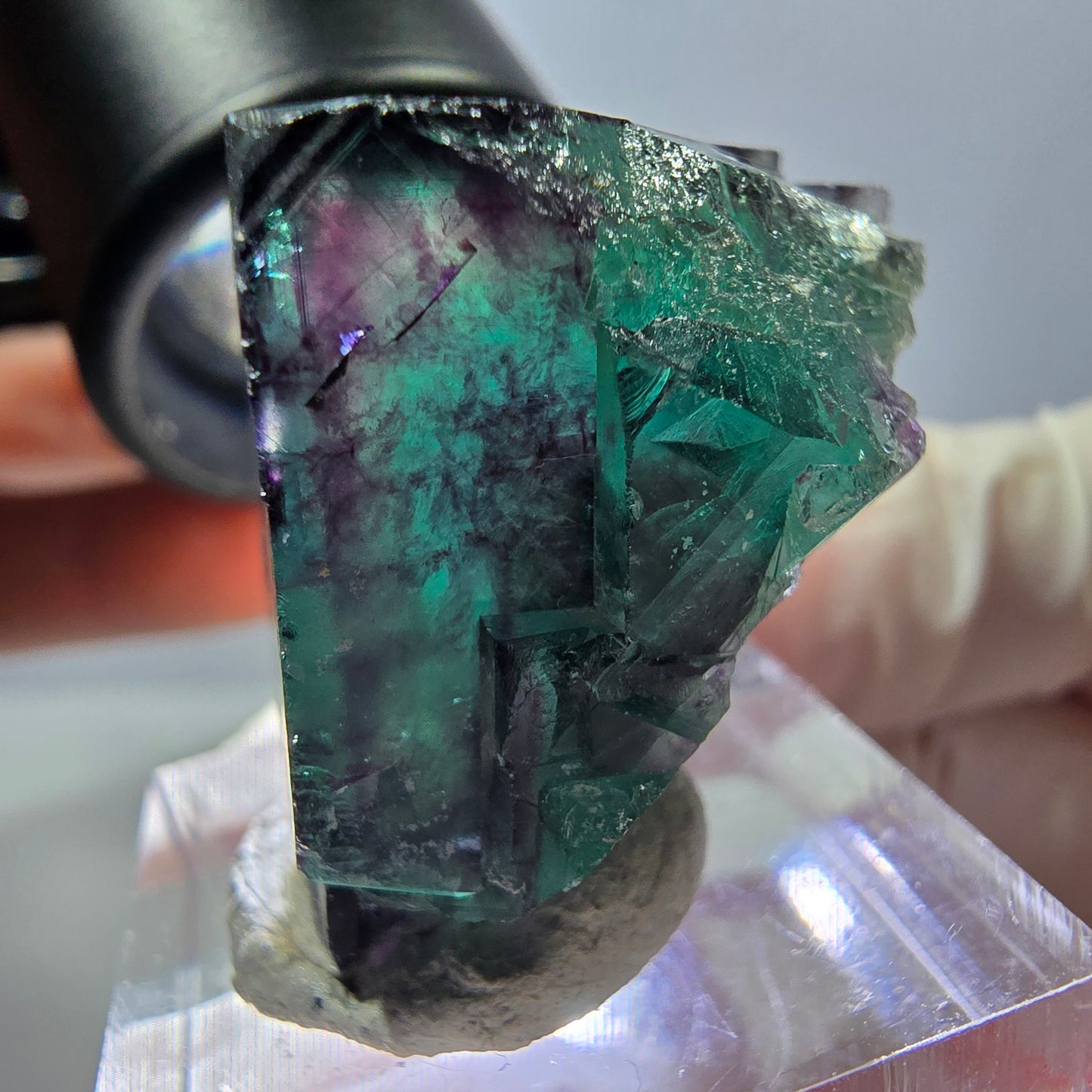 Phantom Fluorit Würfel Stufe, parkettiert grün lila Okorusu, Namibia 29*27*25mm