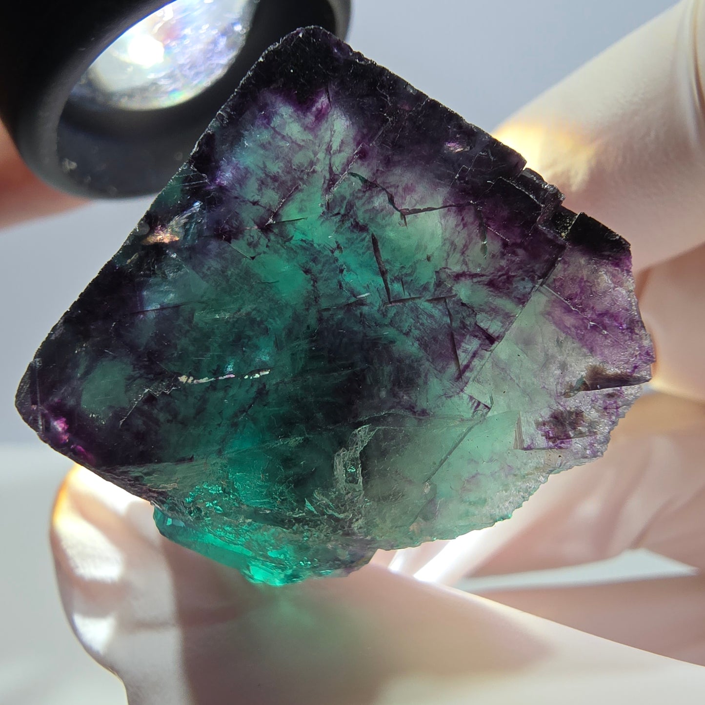 Phantom Fluorit Würfel Stufe, parkettiert grün lila Okorusu, Namibia 29*27*25mm