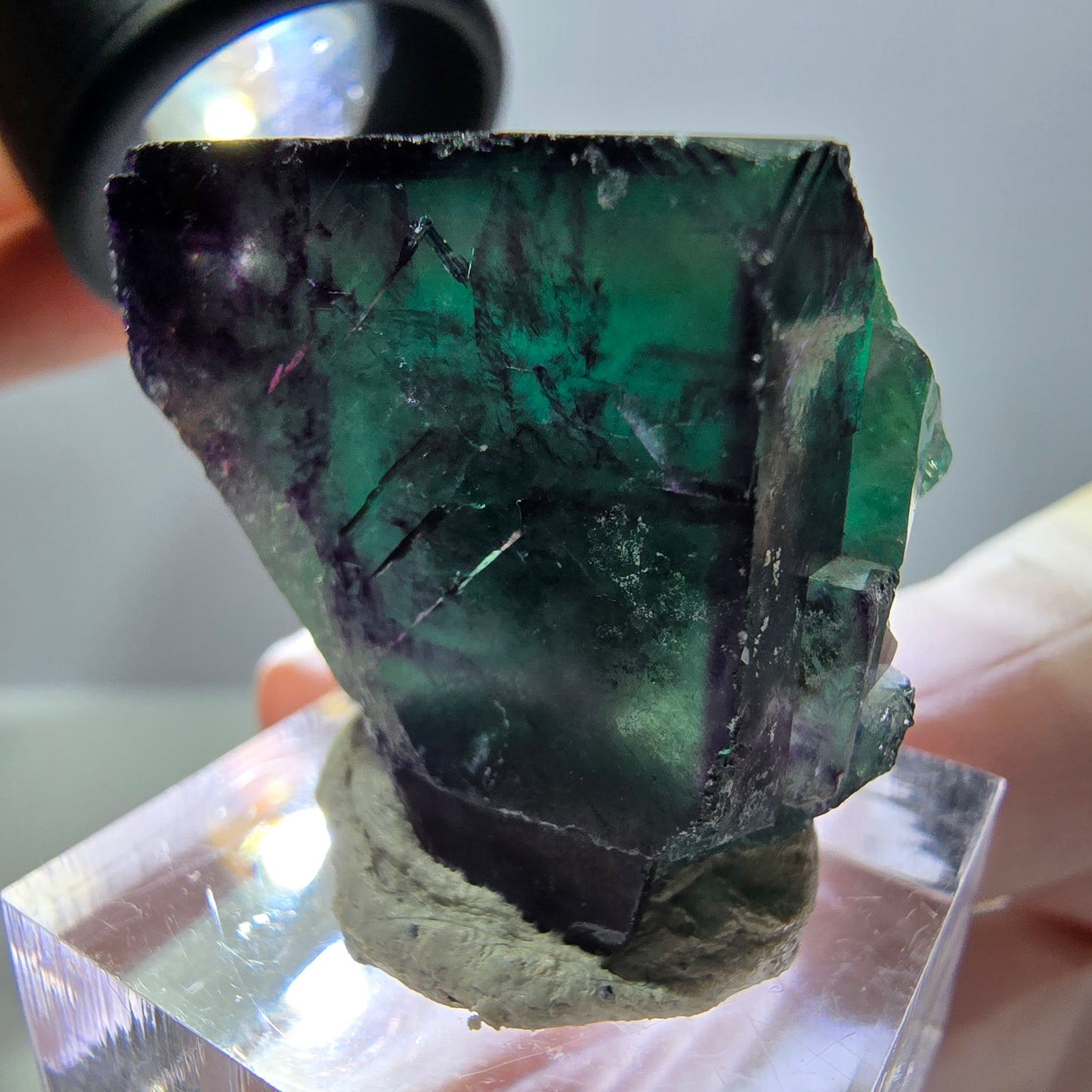 Phantom Fluorit Würfel Stufe, parkettiert grün lila Okorusu, Namibia 29*27*25mm