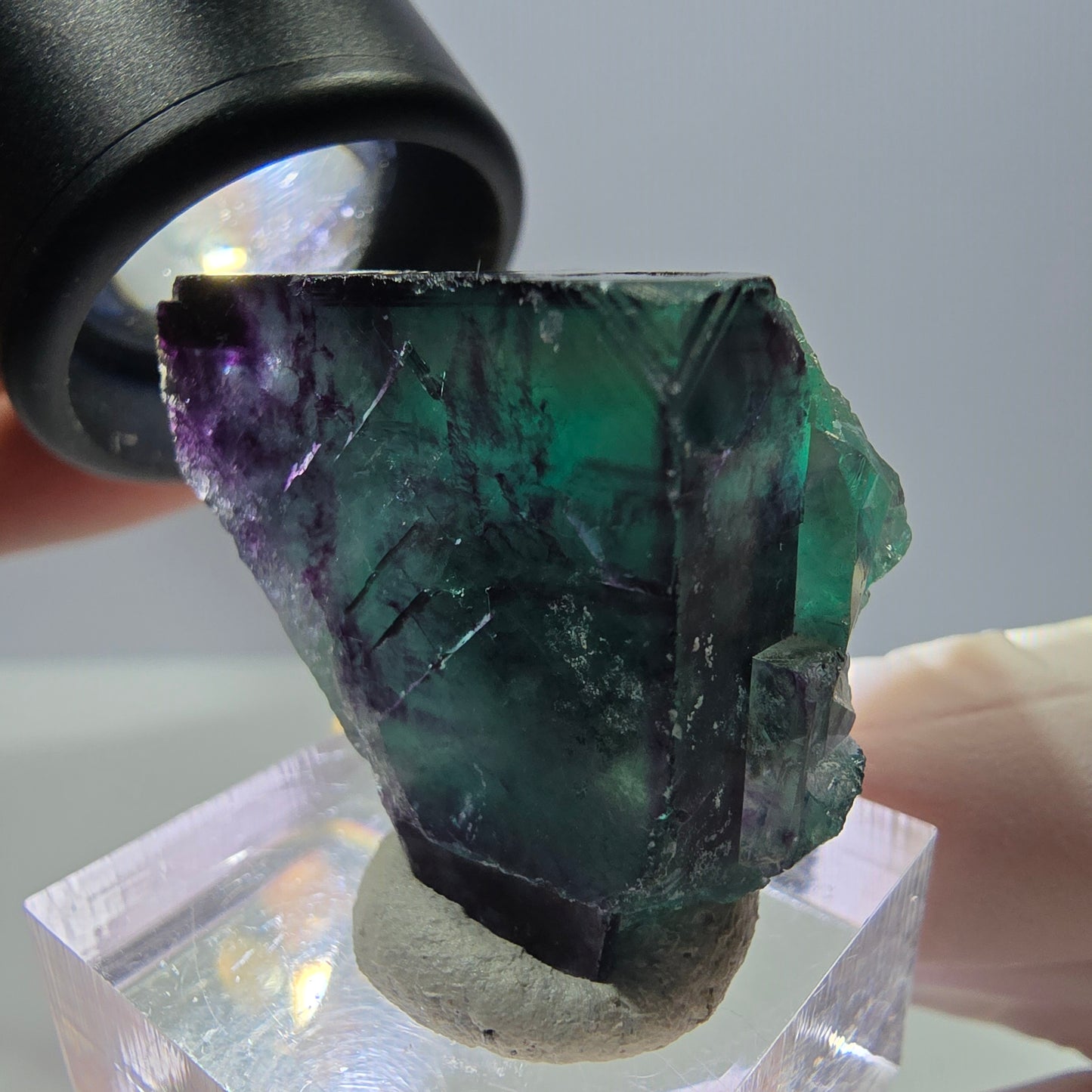 Phantom Fluorit Würfel Stufe, parkettiert grün lila Okorusu, Namibia 29*27*25mm