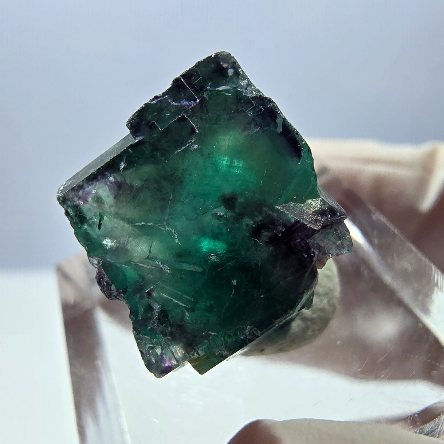 Phantom Fluorit Würfel Stufe, parkettiert grün lila Okorusu, Namibia 14*13*13mm